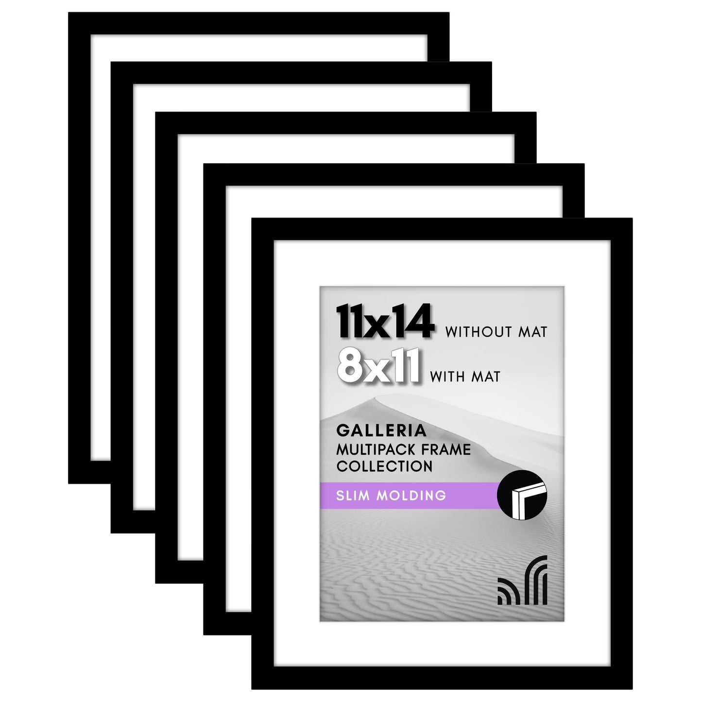 Classic Gallery Picture Frame | Set of 5 | Galleria Collection | Includes Mat