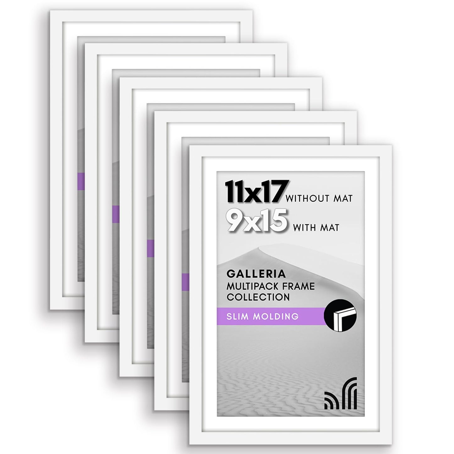 Classic Gallery Picture Frame | Set of 5 | Galleria Collection | Includes Mat