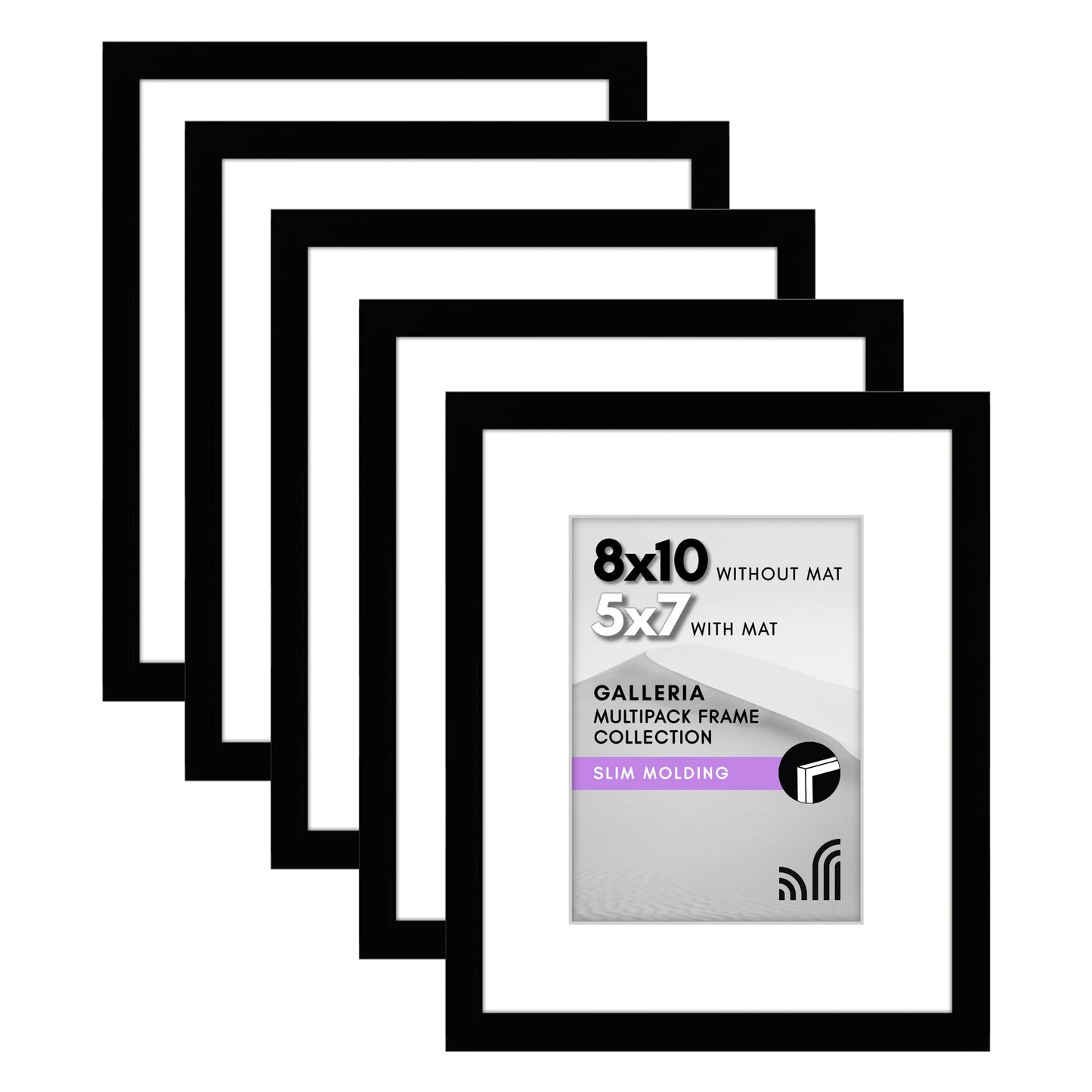 Classic Gallery Picture Frame | Set of 5 | Galleria Collection | Includes Mat