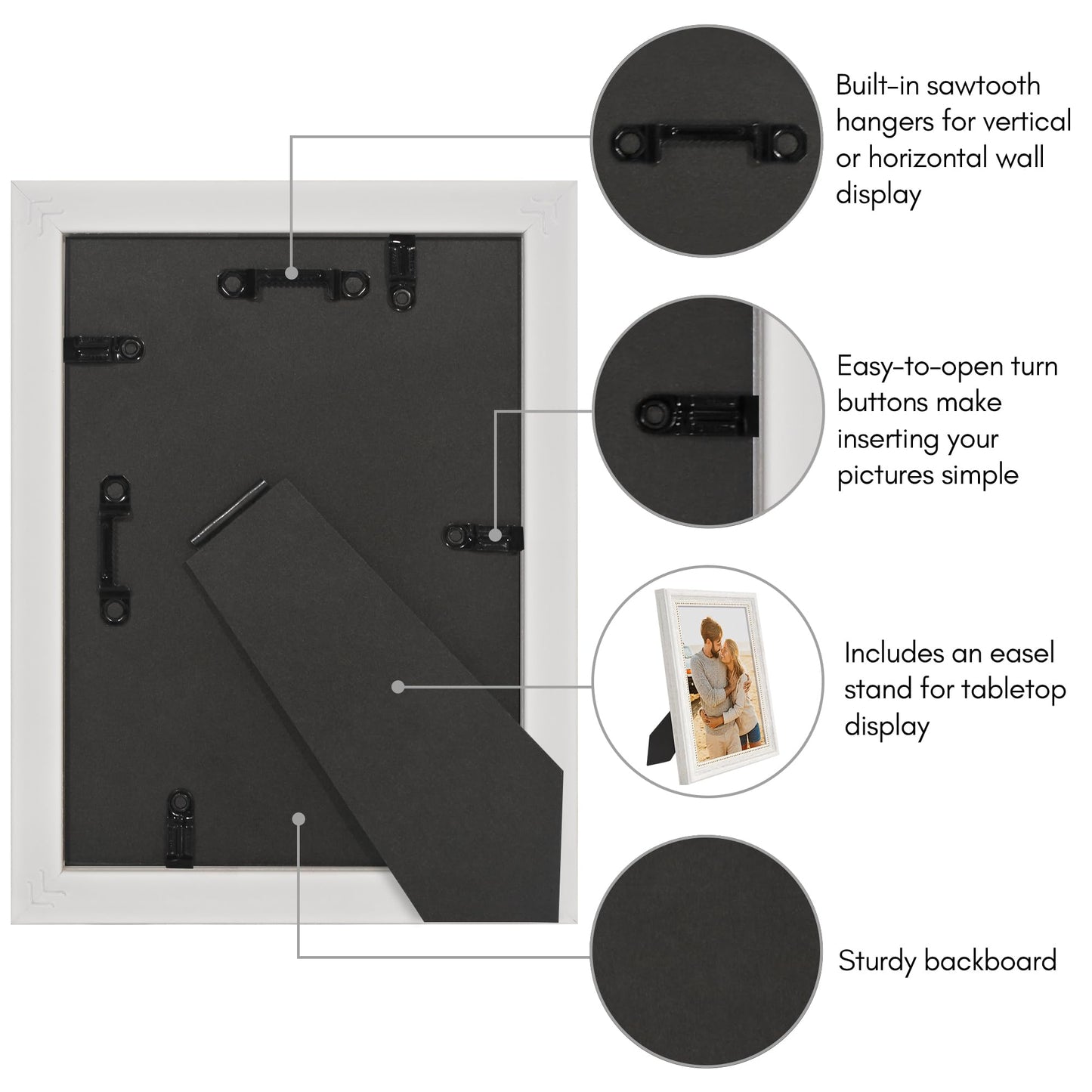5x7 | Vintage Frames | White Gold | Modern - Premium Quality