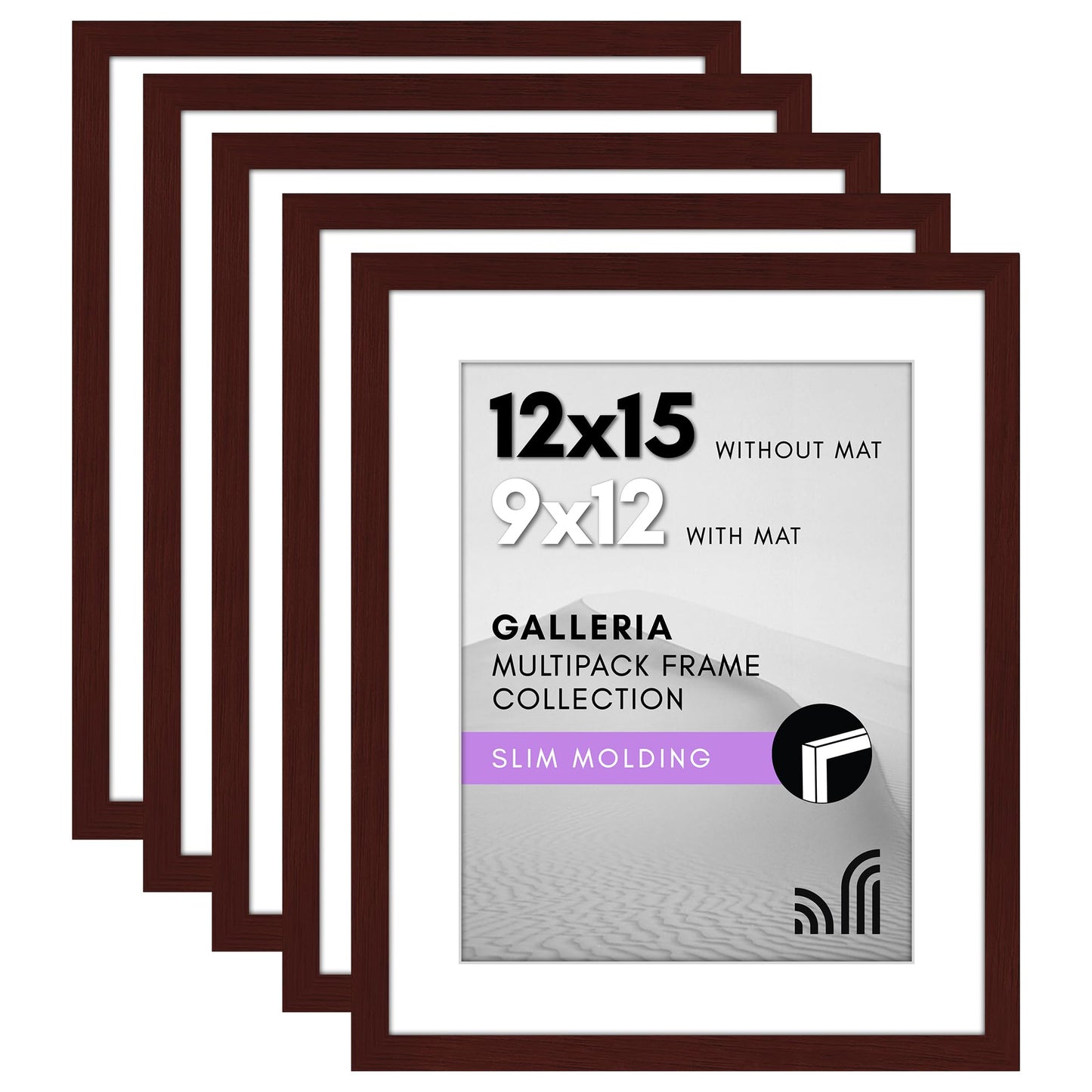 Classic Gallery Picture Frame | Set of 5 | Galleria Collection | Includes Mat
