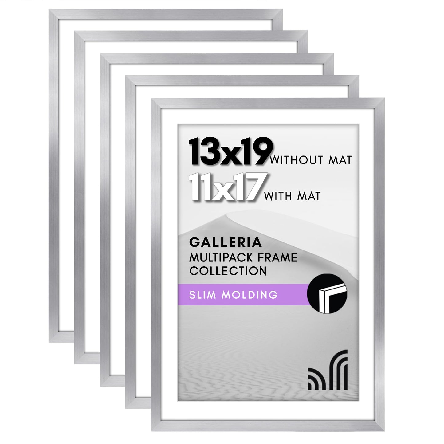 Classic Gallery Picture Frame | Set of 5 | Galleria Collection | Includes Mat