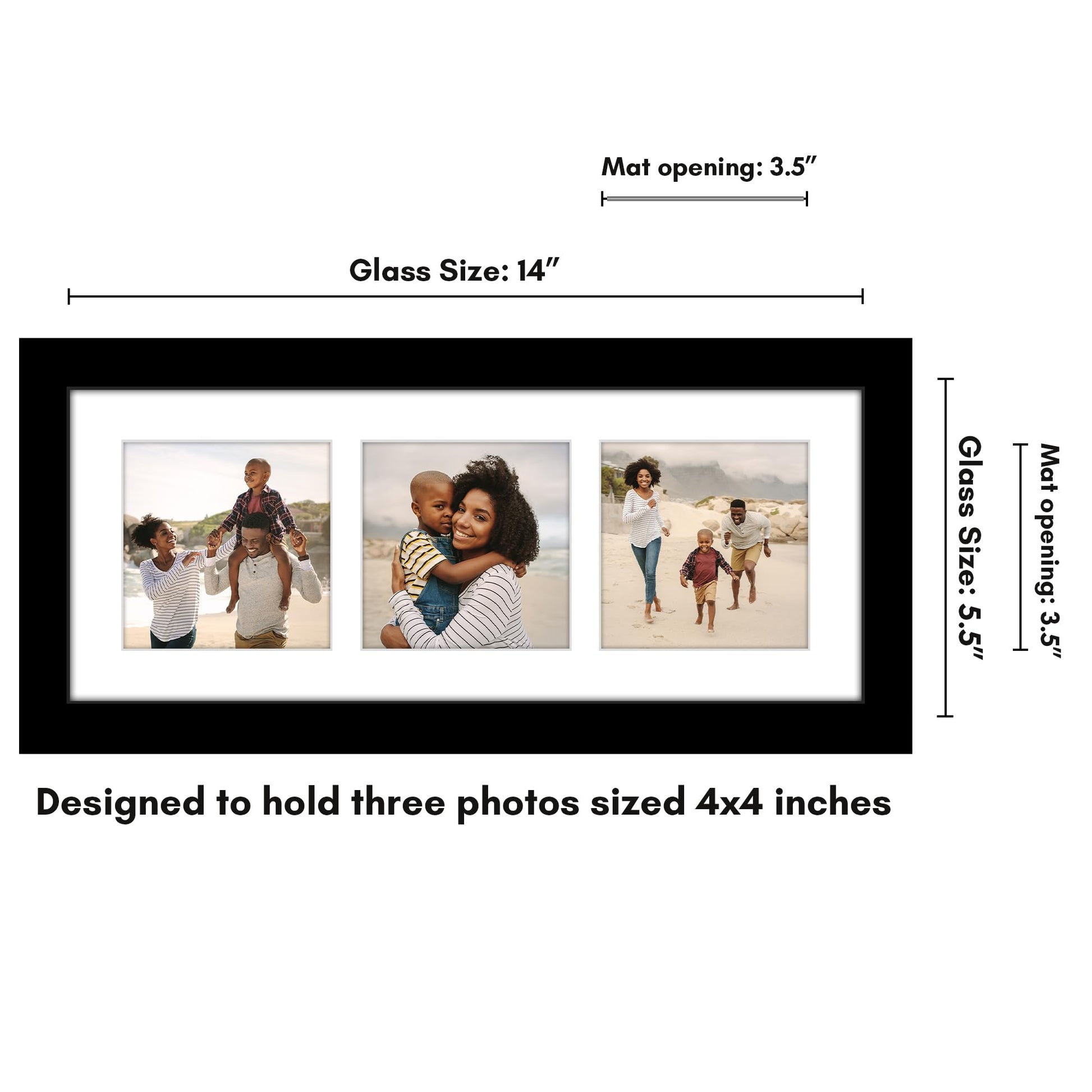Americanflat Double Picture Frame | CF5514BLK344 | Shatter-Resistant Glass