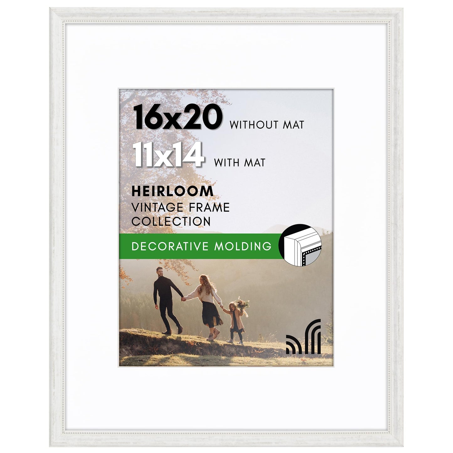 16x20 with 11x14 Mat | Vintage Frames | White | Modern - Premium Quality
