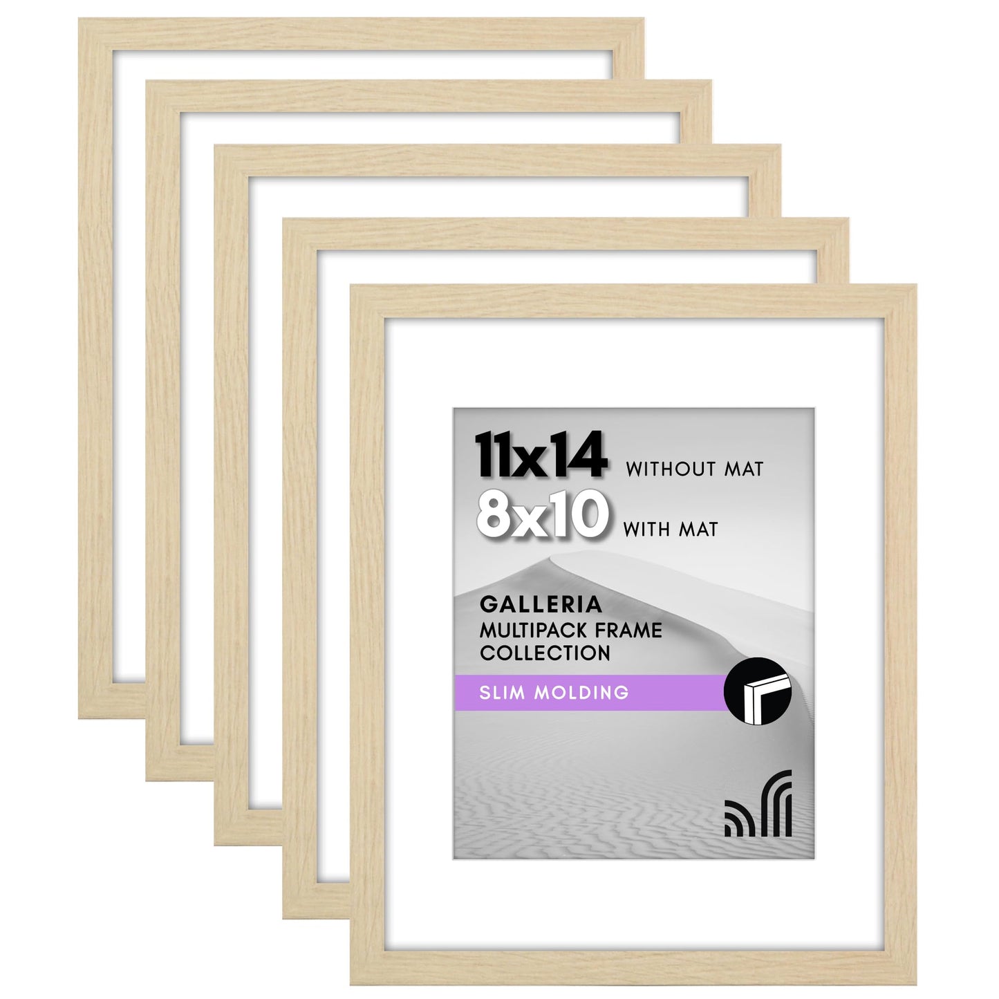 Classic Gallery Picture Frame | Set of 5 | Galleria Collection | Includes Mat