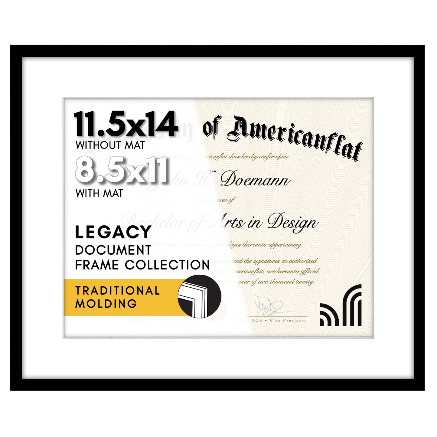 Americanflat Legacy Diploma Frame | With Mat Multi pack | Shatter-Resistant