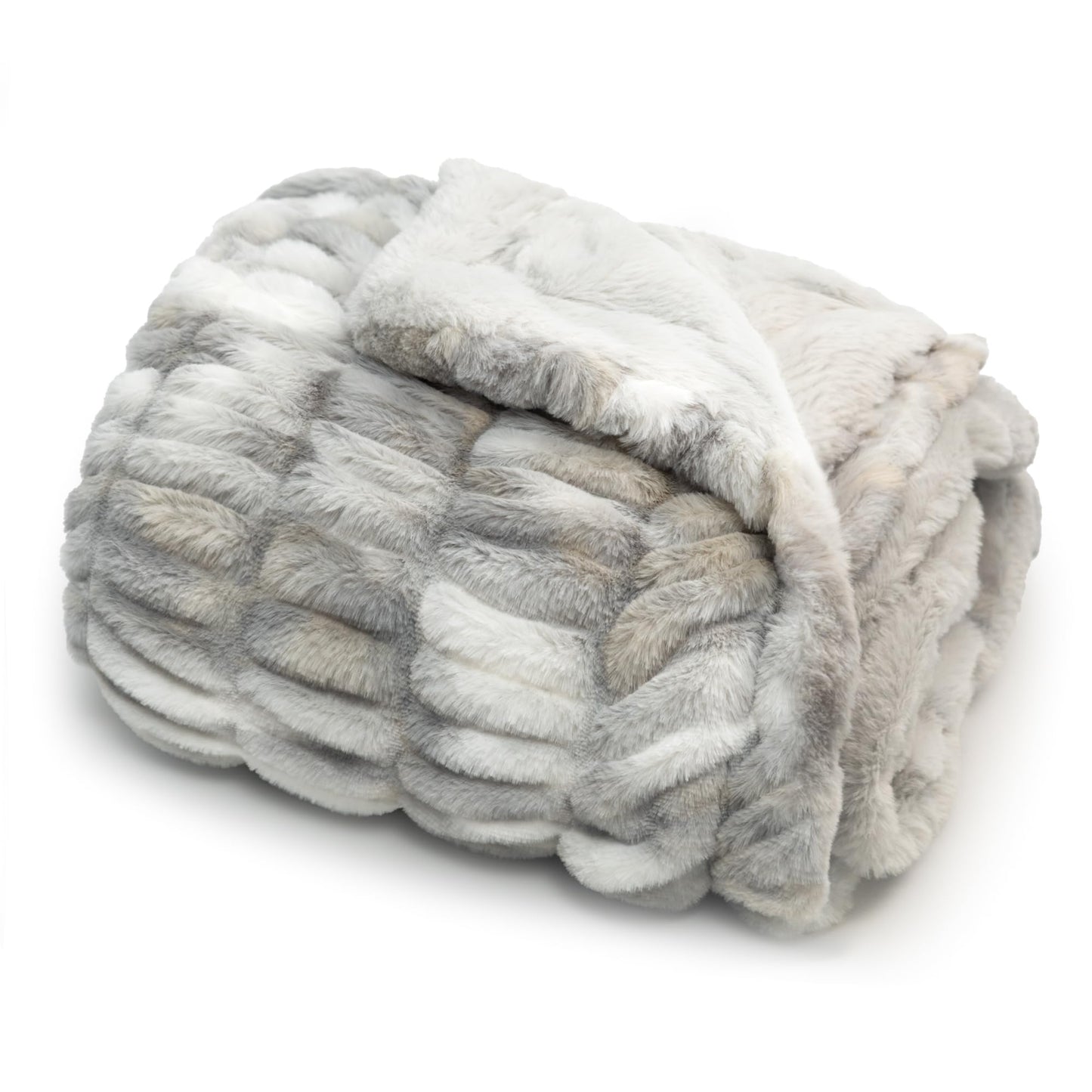 Americanflat 50x60 Rouched Faux Fur Throw Blanket - Soft and Breathable Throw Blanket for Couch, Bed, Chair - Rabbit Faux Fur Blankets Perfect for Home, Bedroom, or Outdoor Use