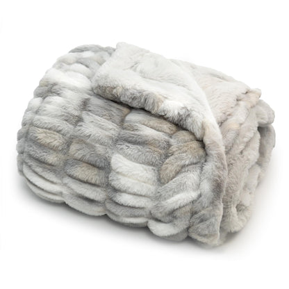 Americanflat 50x60 Rouched Faux Fur Throw Blanket - Soft and Breathable Throw Blanket for Couch, Bed, Chair - Rabbit Faux Fur Blankets Perfect for Home, Bedroom, or Outdoor Use