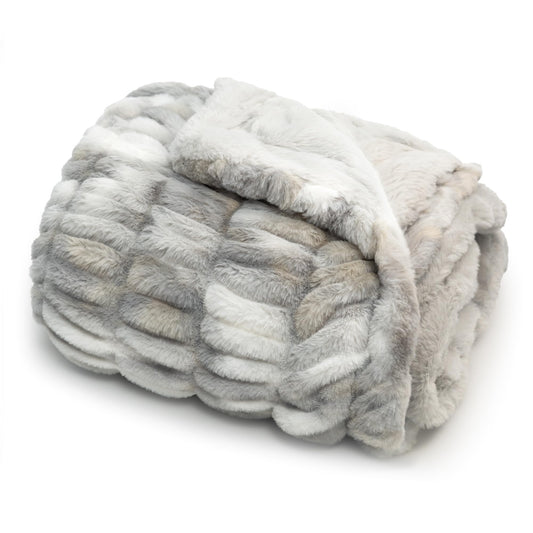 Americanflat 50x60 Rouched Faux Fur Throw Blanket - Soft and Breathable Throw Blanket for Couch, Bed, Chair - Rabbit Faux Fur Blankets Perfect for Home, Bedroom, or Outdoor Use