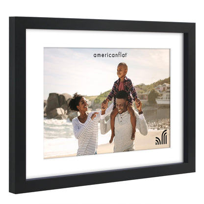 5x7 with 4x6 Mat | Magnetic Refrigerator Frame | Black | Modern