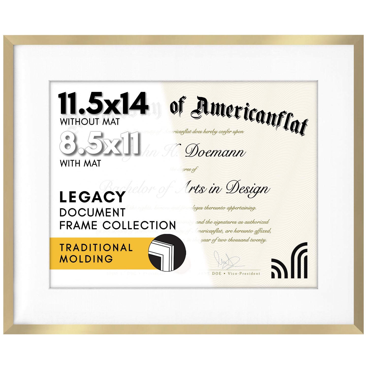 Americanflat Legacy Diploma Frame | With Mat Multi pack | Shatter-Resistant