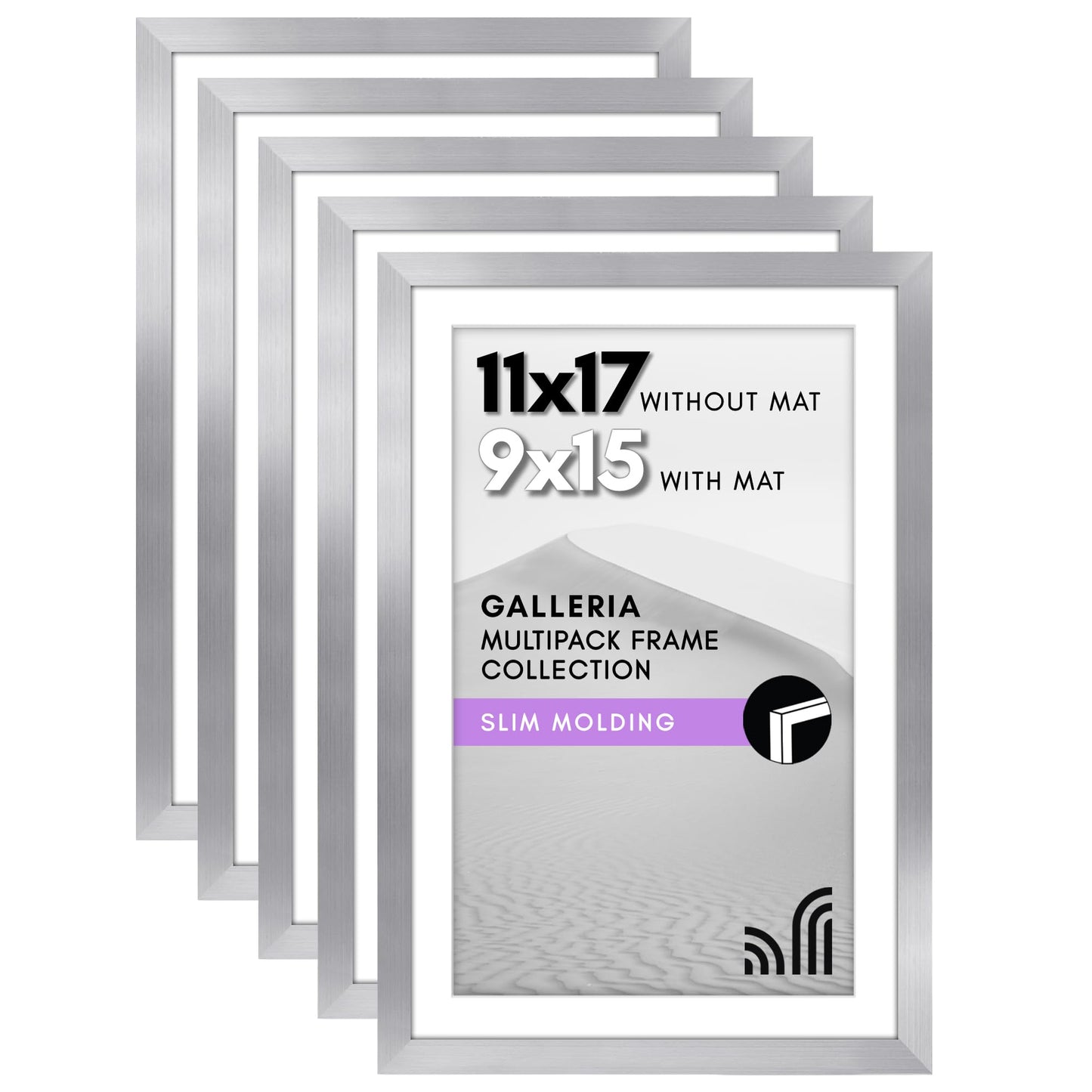 Classic Gallery Picture Frame | Set of 5 | Galleria Collection | Includes Mat