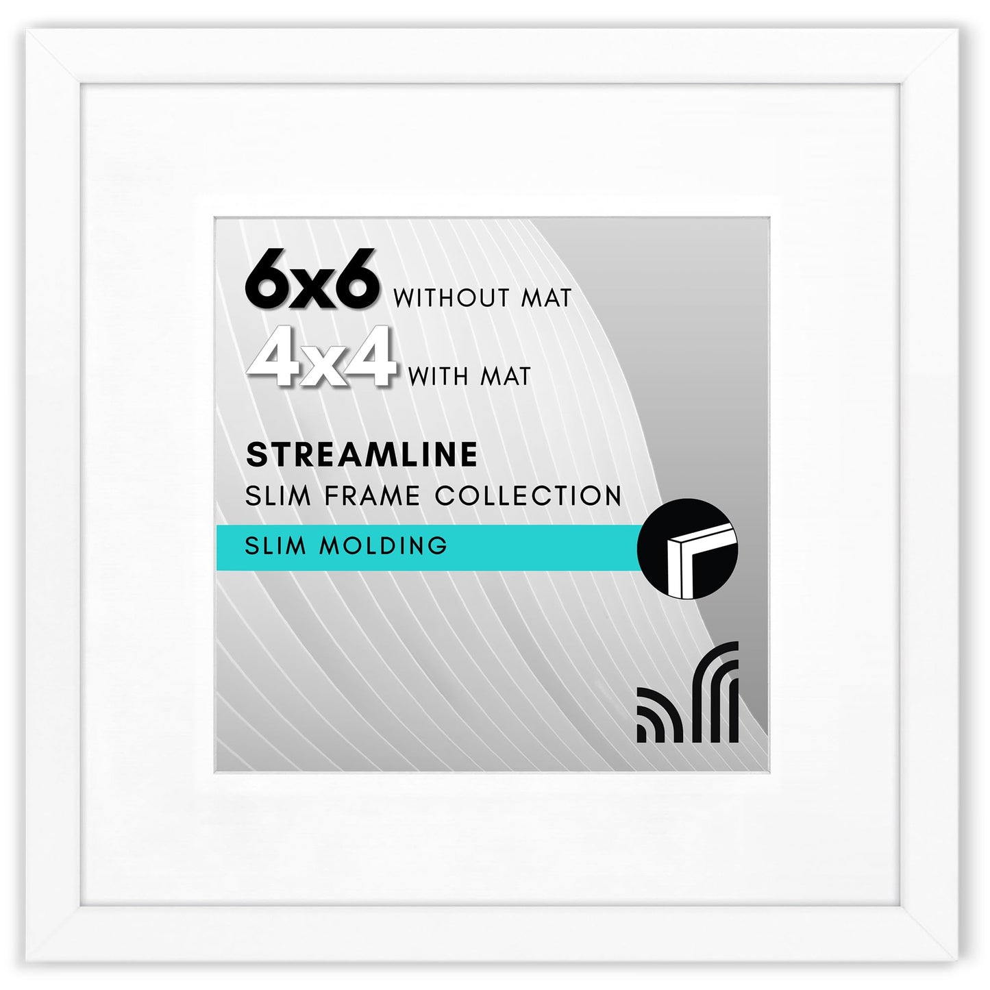 Picture Frame | Includes Mat | Slim Molding | Streamline Collection