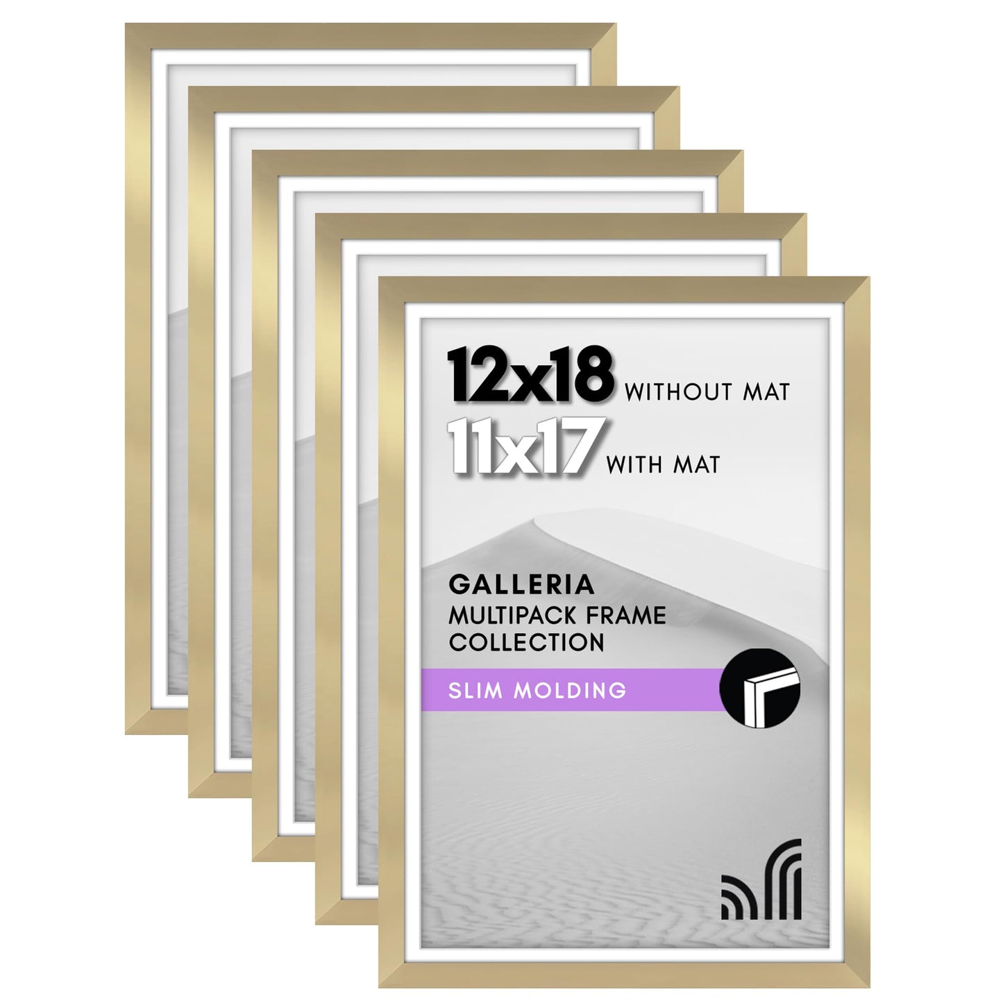 Classic Gallery Picture Frame | Set of 5 | Galleria Collection | Includes Mat