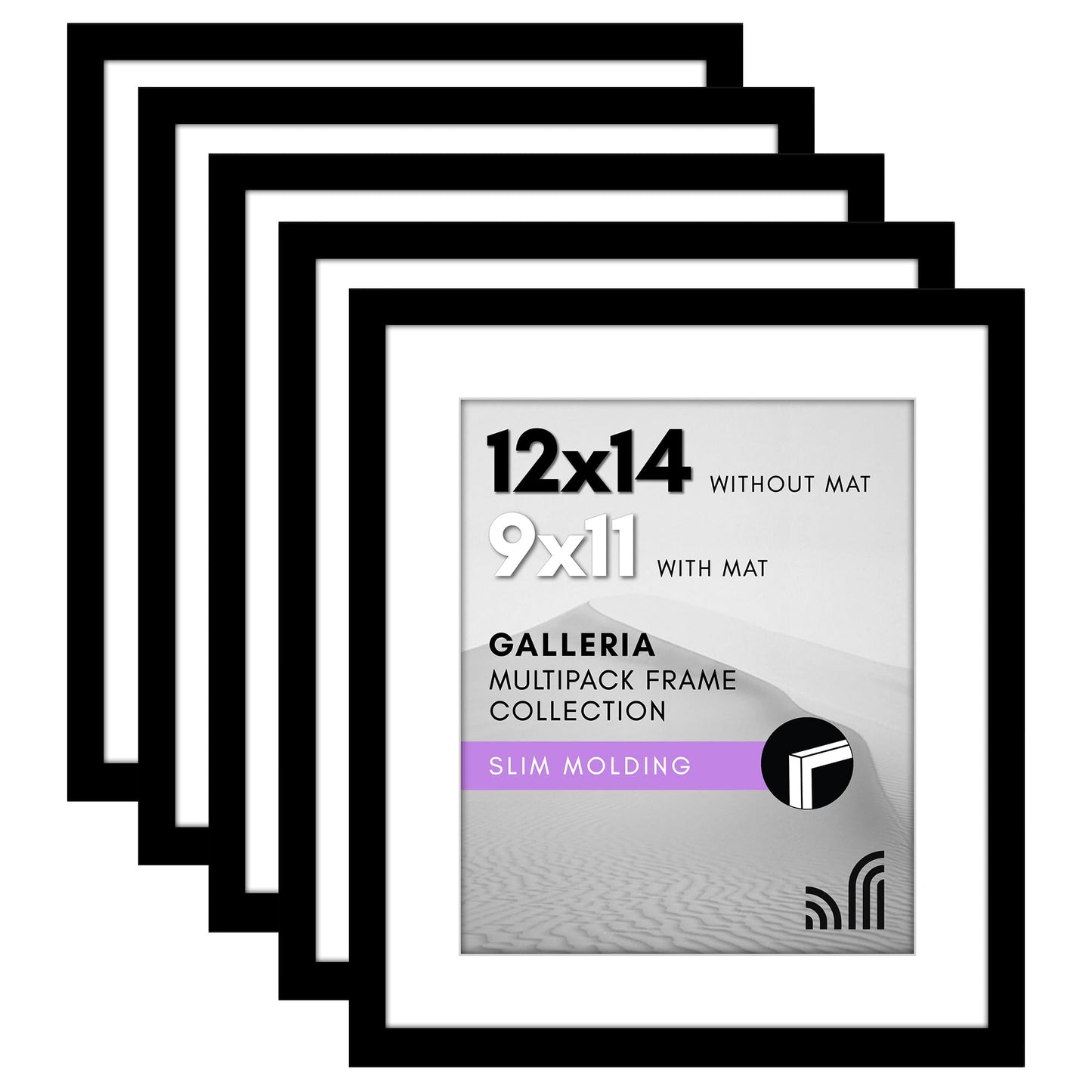 Classic Gallery Picture Frame | Set of 5 | Galleria Collection | Includes Mat