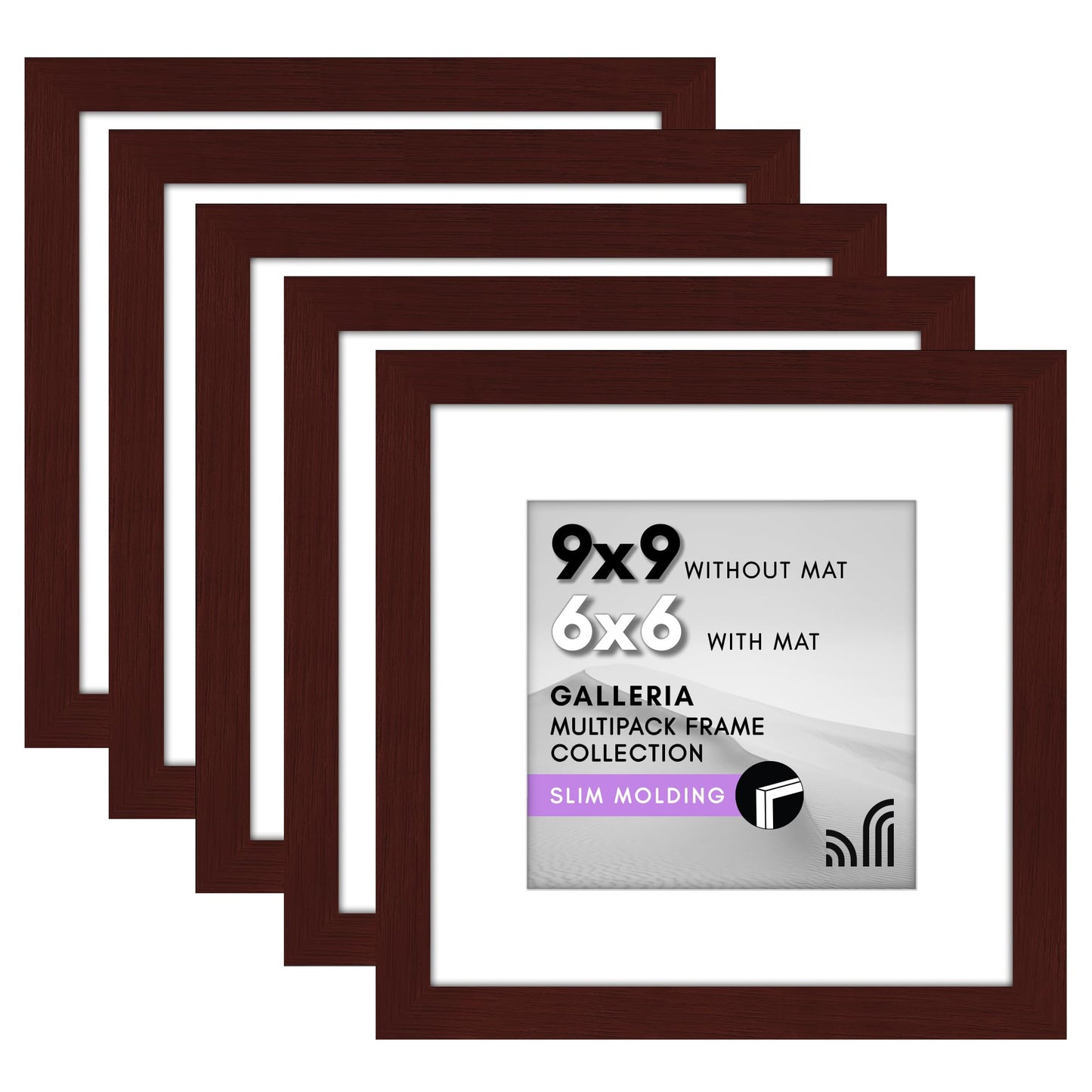 Classic Gallery Picture Frame | Set of 5 | Galleria Collection | Includes Mat