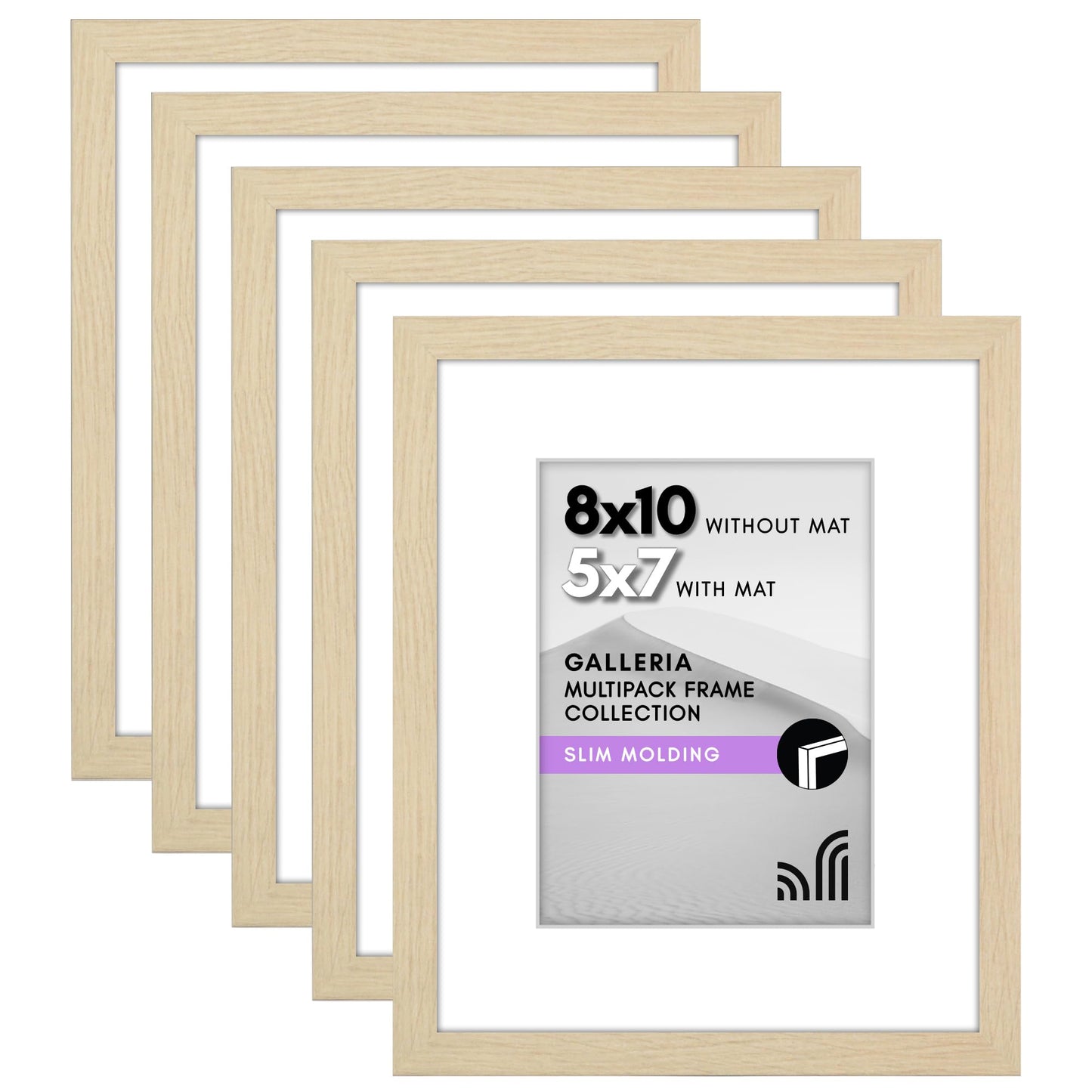 Classic Gallery Picture Frame | Set of 5 | Galleria Collection | Includes Mat