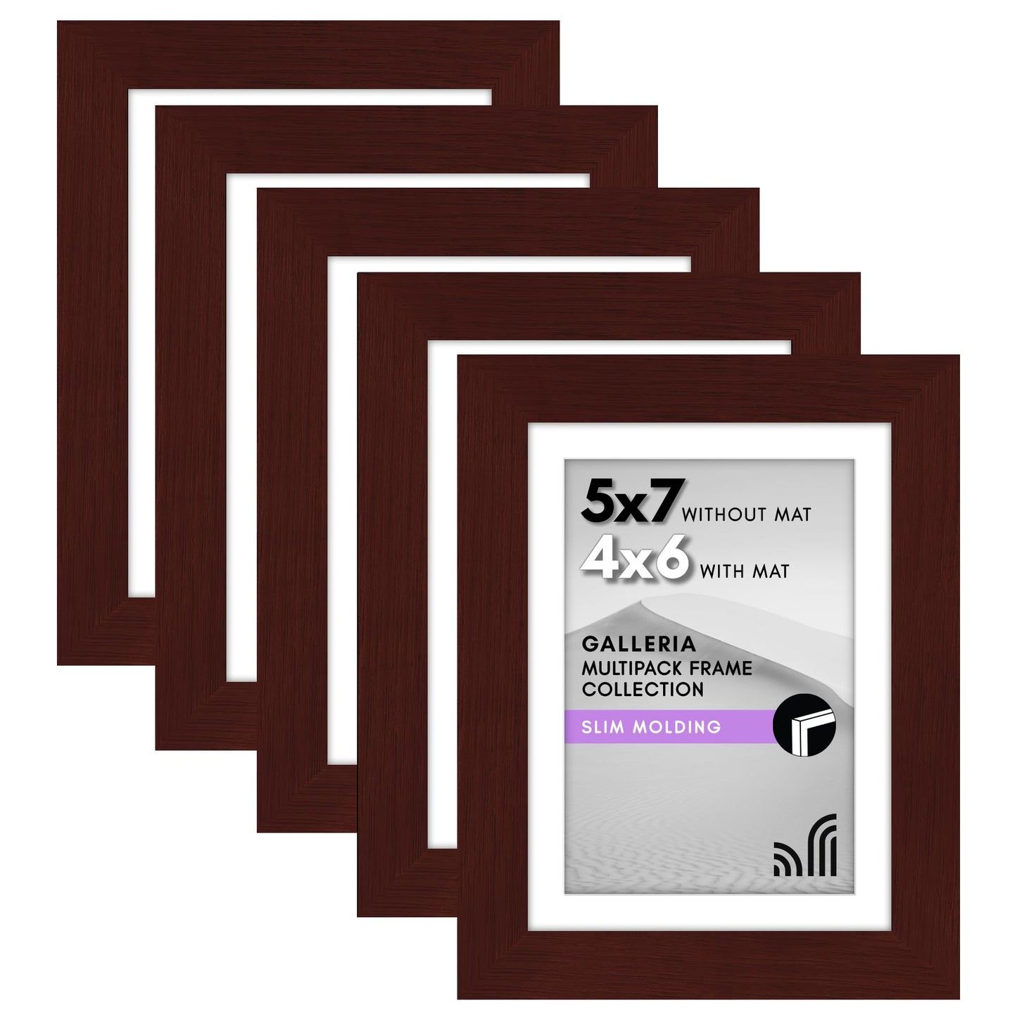 Classic Gallery Picture Frame | Set of 5 | Galleria Collection | Includes Mat
