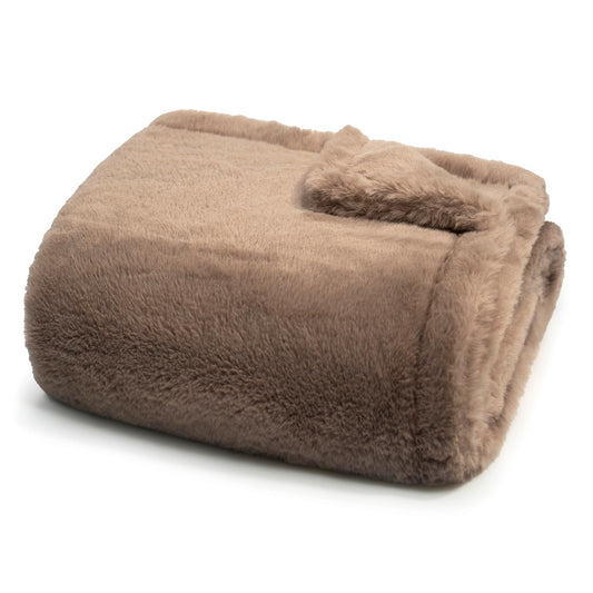 Americanflat 50x60 Double Sided Faux Fur Throw Blanket - Soft and Breathable Throw Blanket for Couch, Bed, Chair - Taupe Faux Fur Blankets Perfect for Home, Bedroom, or Outdoor Use