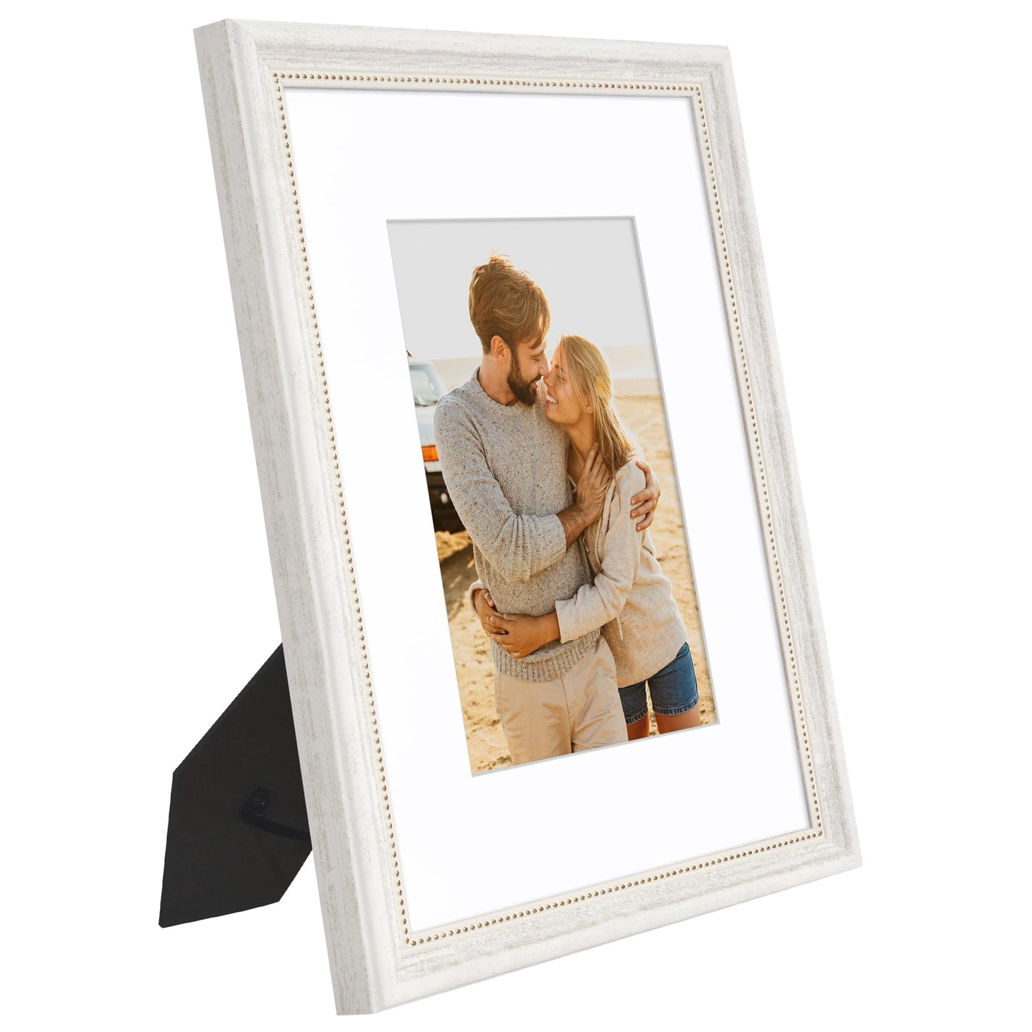 8x10 with 5x7 Mat | Vintage Frames | White Gold | Modern - Premium Quality