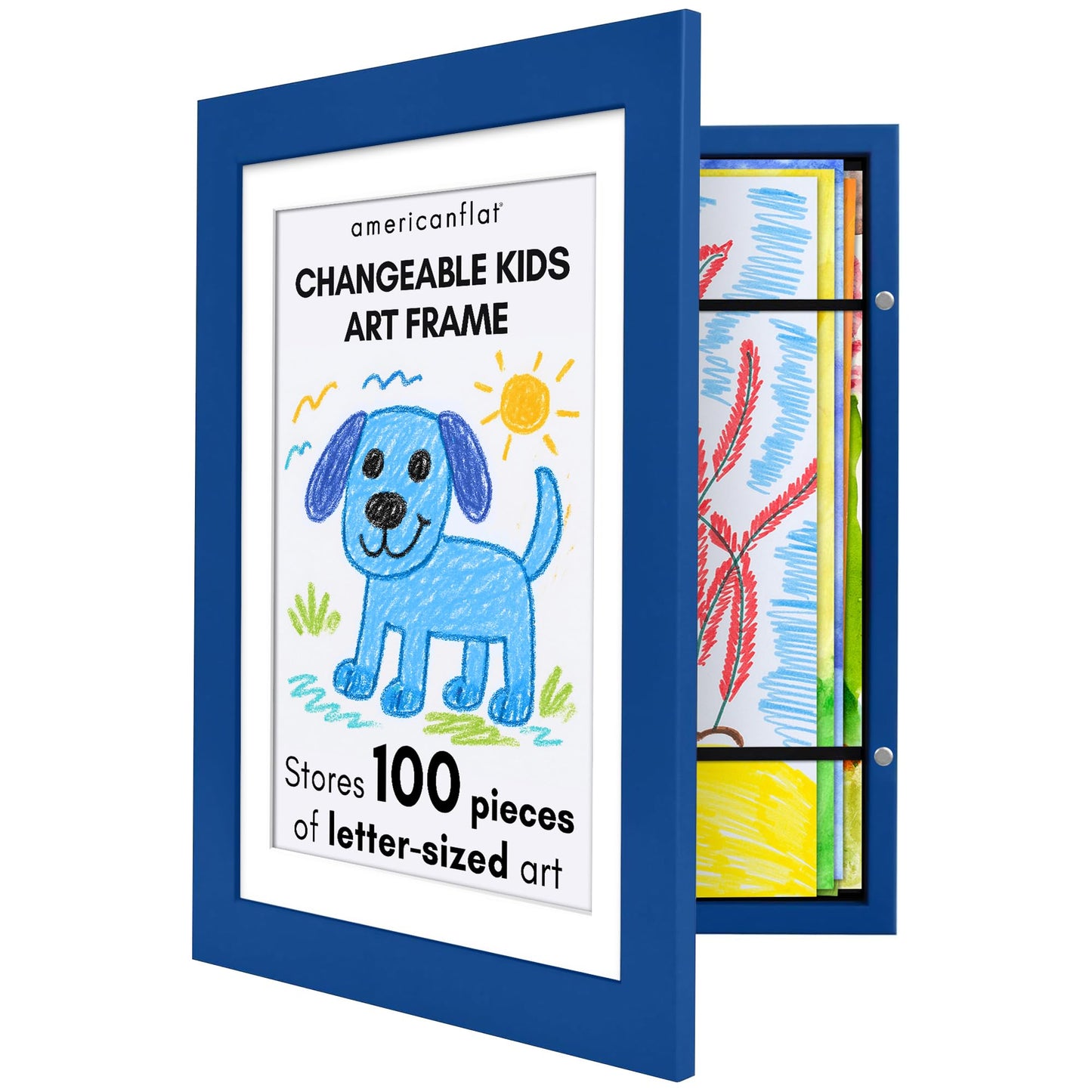 Americanflat Kids Art Frame with Mat | Holds up to 100 Artworks