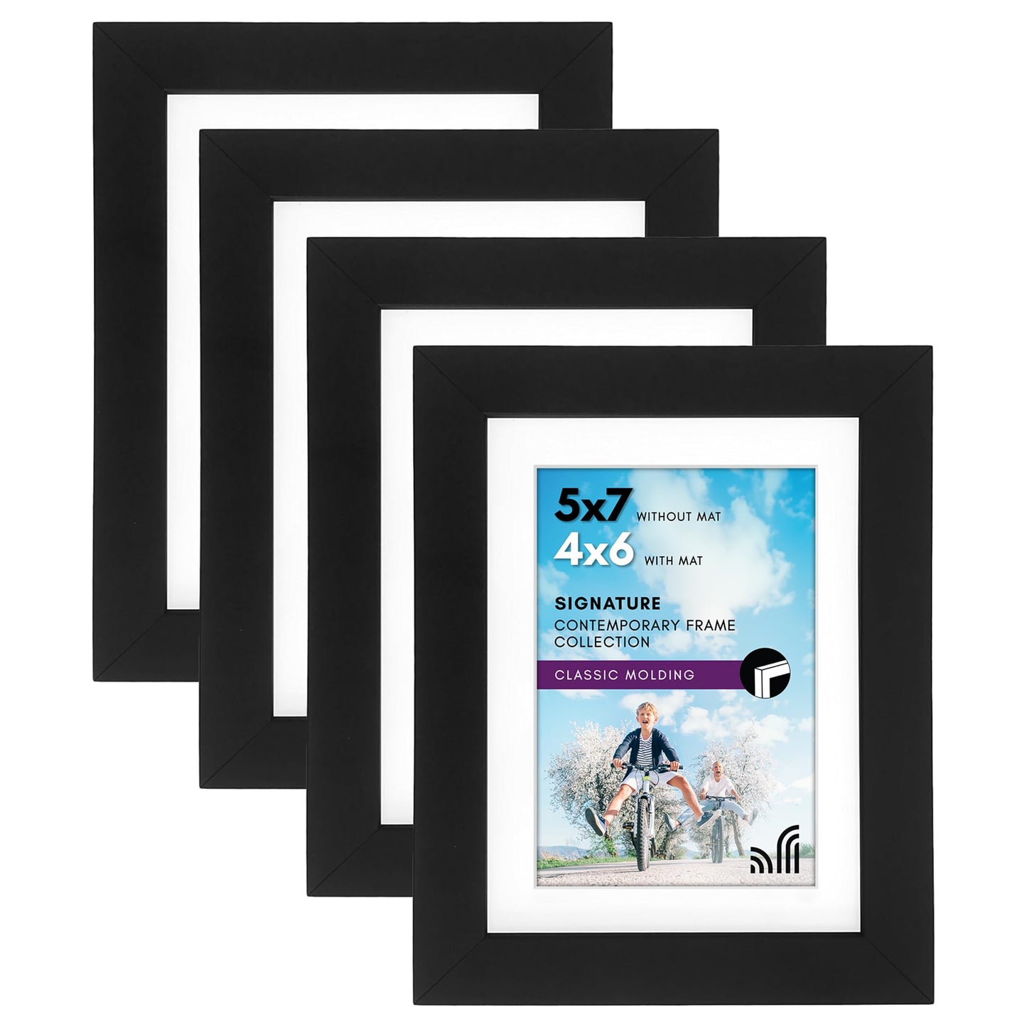 Americanflat Picture Frame | Includes Mat | 4 Multipack | Classic Molding | Signature Collection