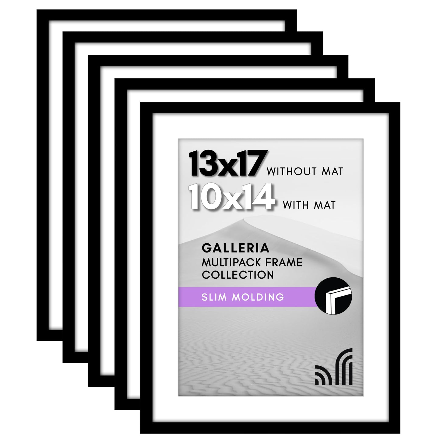 Classic Gallery Picture Frame | Set of 5 | Galleria Collection | Includes Mat