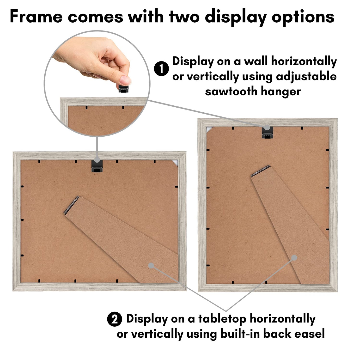 Wood Picture Frame | Horizontal and Vertical Wall Display | Modern Art Decor