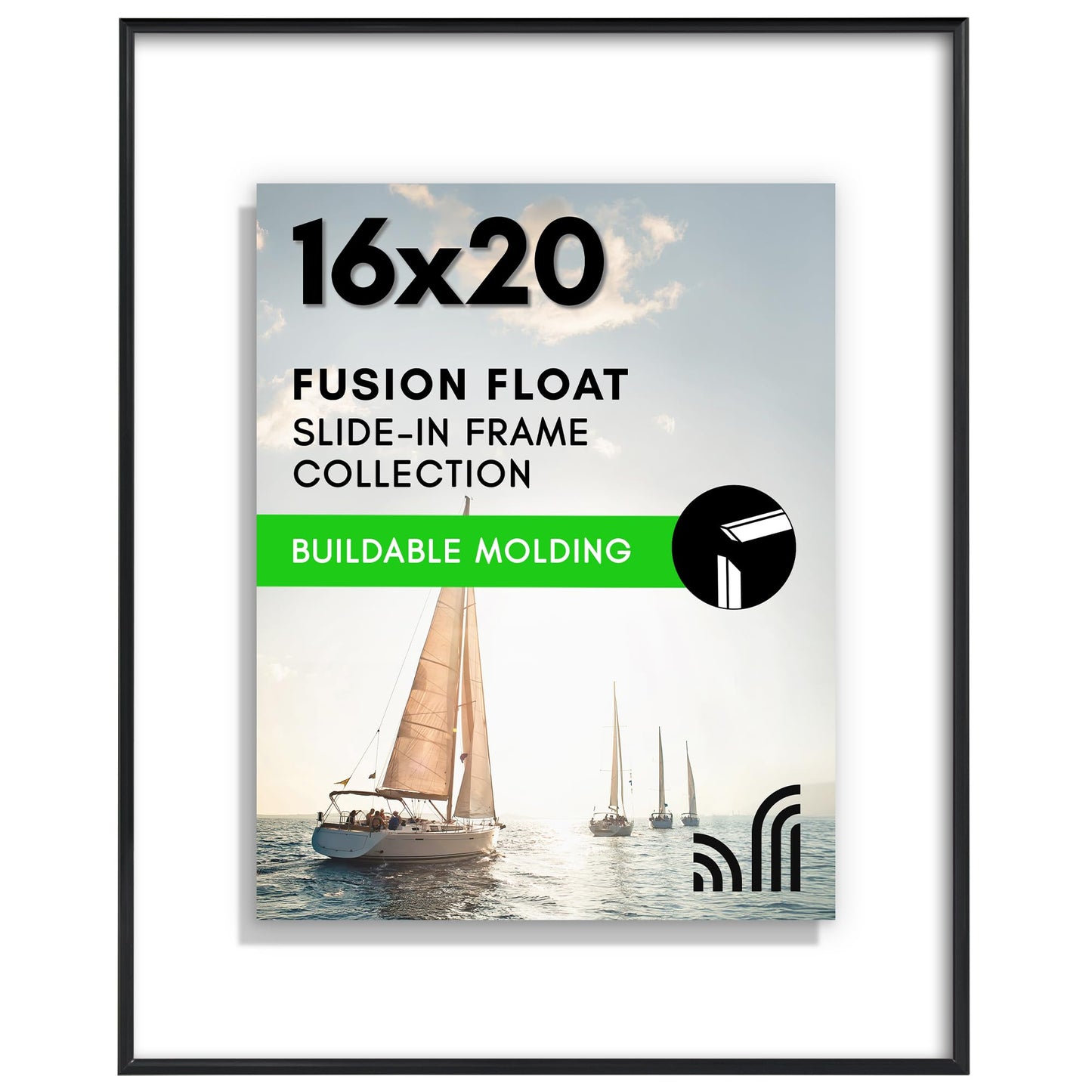 Floating Picture Frame | Slide-In Design | Shatter-Resistant Glass Front