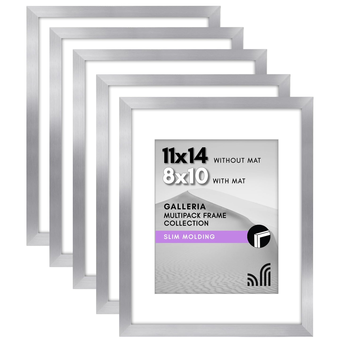 Classic Gallery Picture Frame | Set of 5 | Galleria Collection | Includes Mat