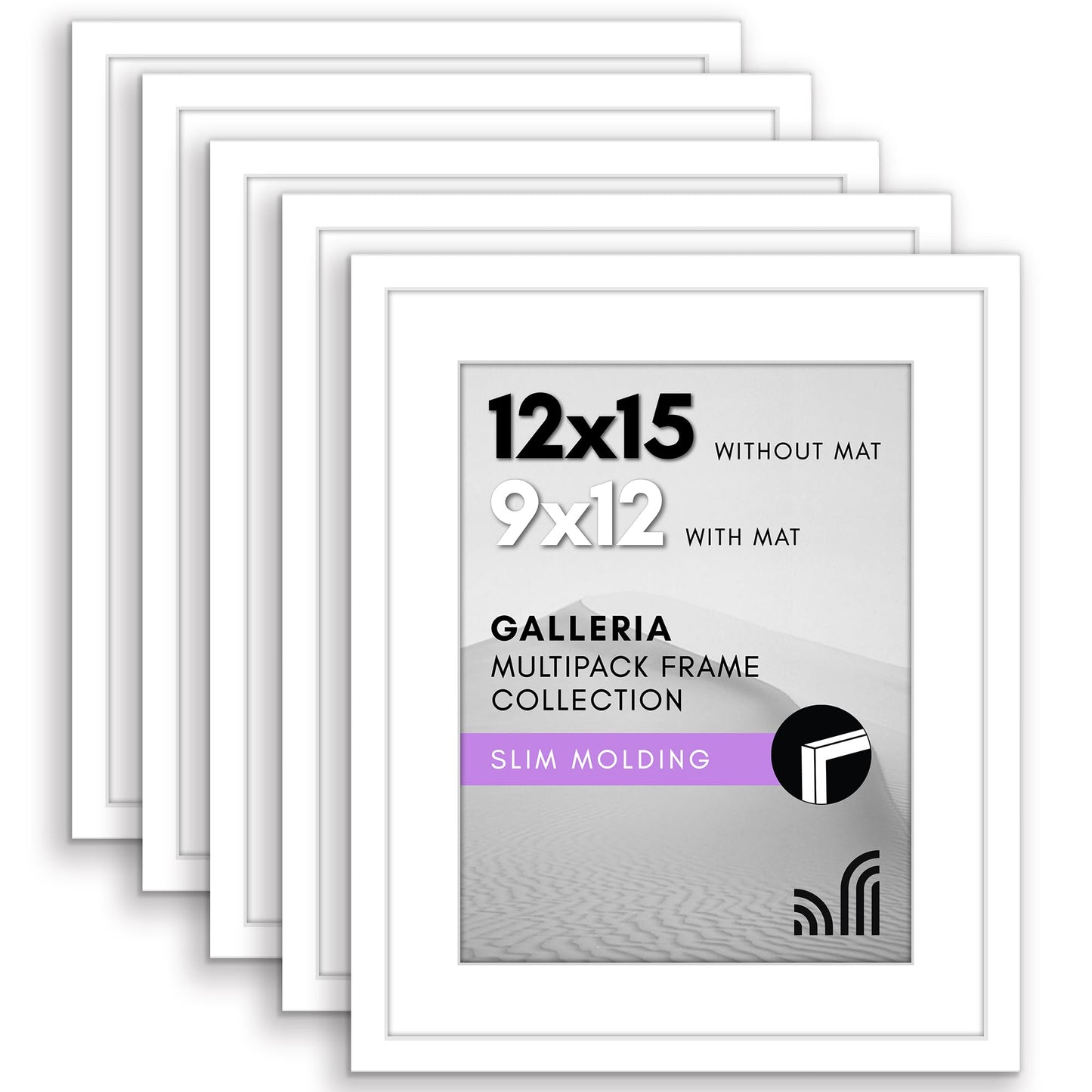 Classic Gallery Picture Frame | Set of 5 | Galleria Collection | Includes Mat