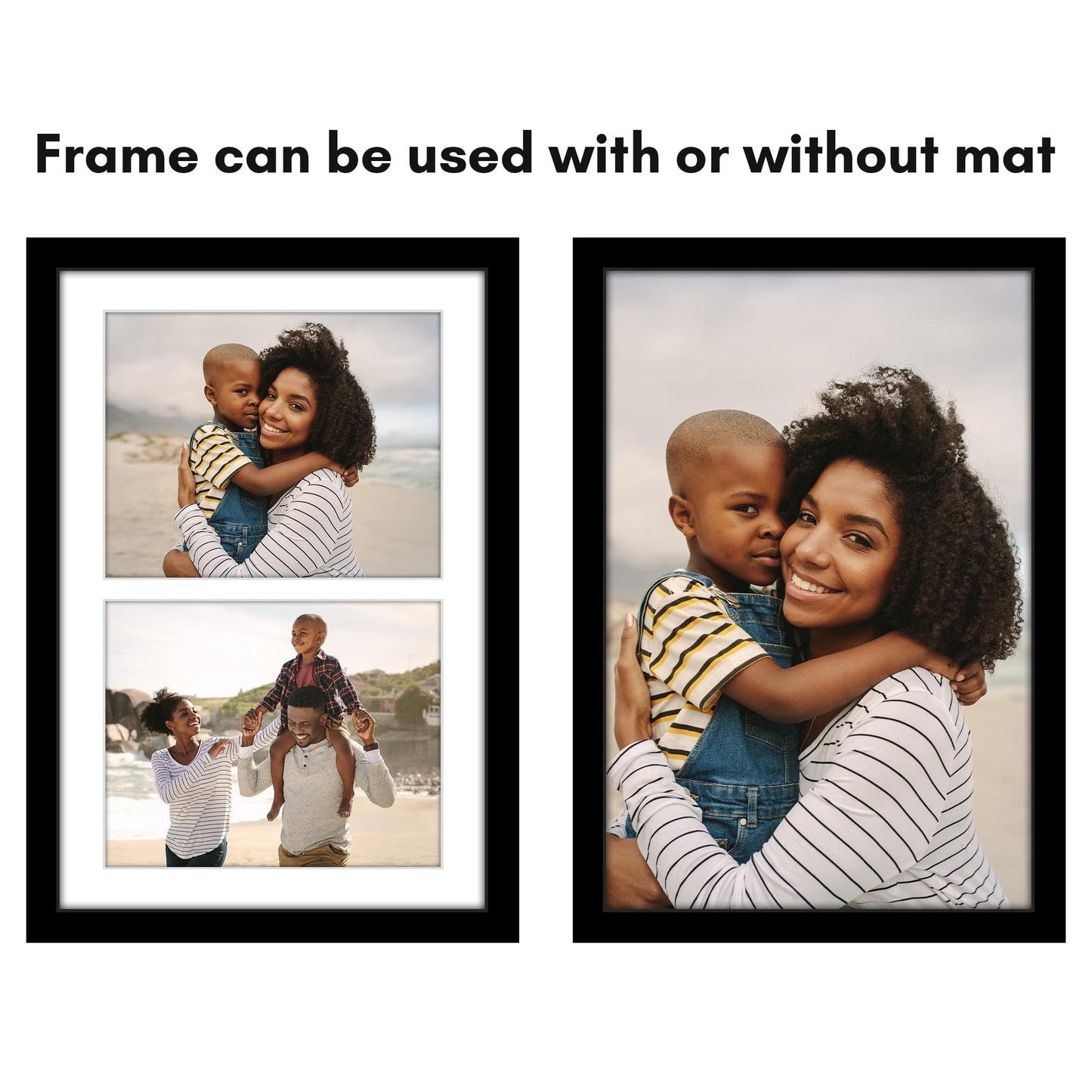 Americanflat Double Picture Frame | CF1218BLK2810| Shatter-Resistant Glass