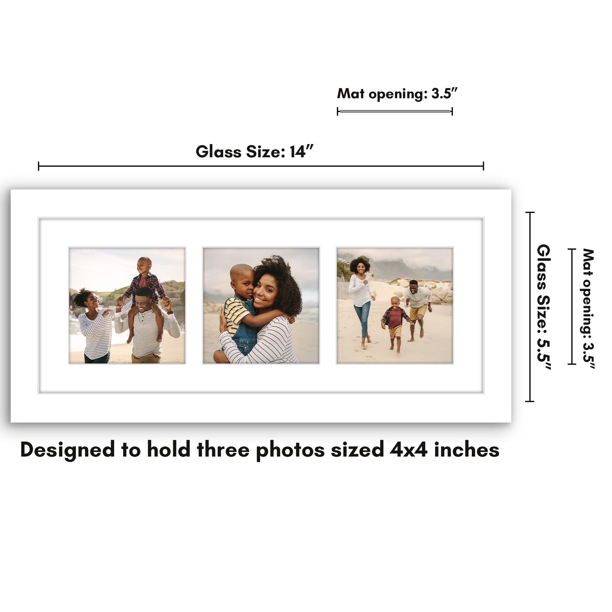 Americanflat Double Picture Frame | CF5514WHT344 | Shatter-Resistant Glass