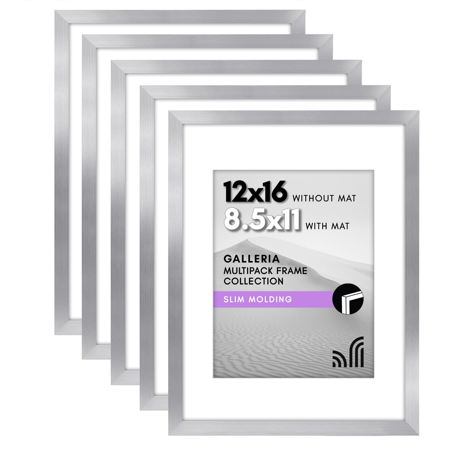 Classic Gallery Picture Frame | Set of 5 | Galleria Collection | Includes Mat