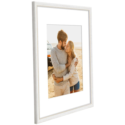 16x20 with 11x14 Mat | Vintage Frames | White Gold | Modern - Premium Quality