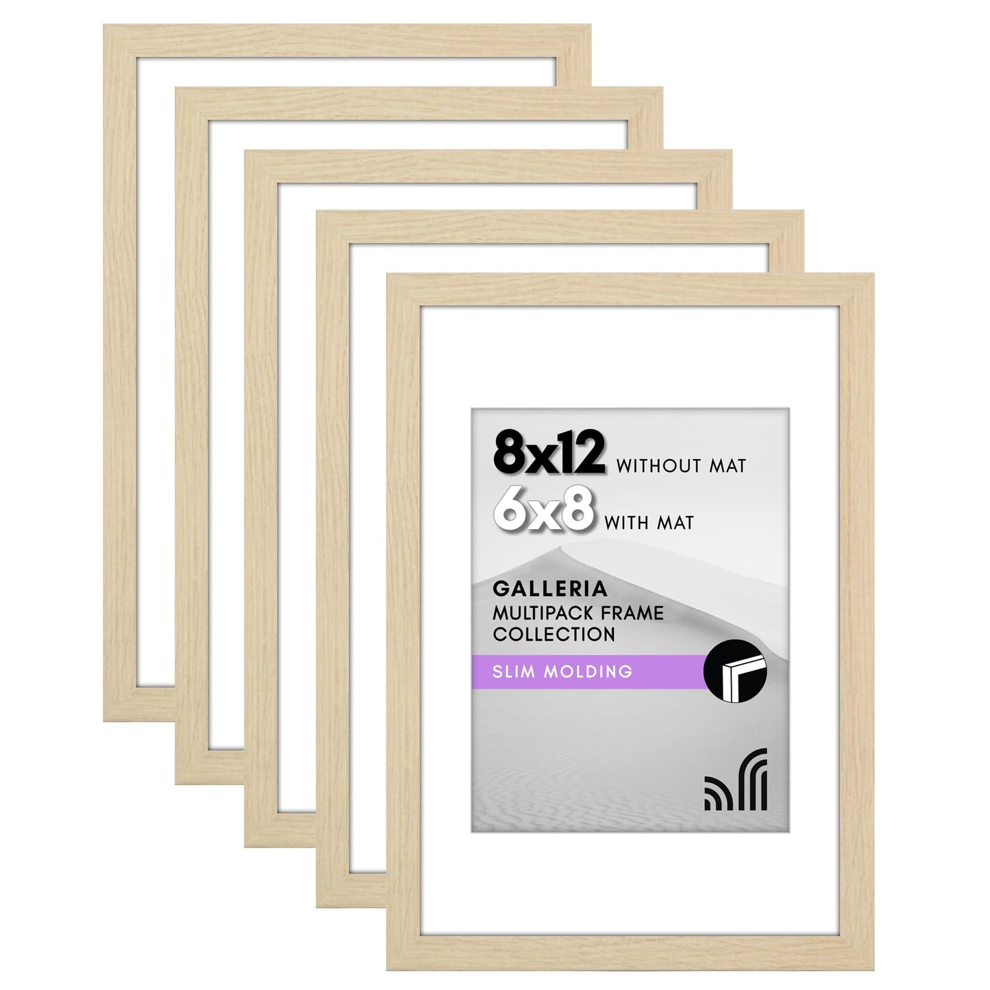 Classic Gallery Picture Frame | Set of 5 | Galleria Collection | Includes Mat