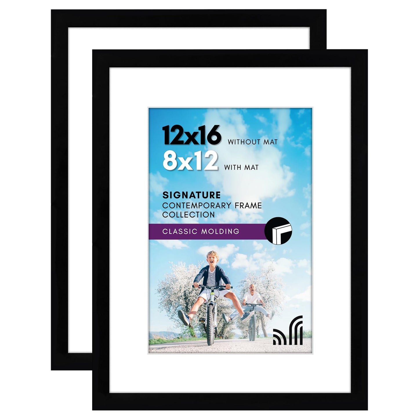 Americanflat Picture Frame | Includes Mat | 4 Multipack | Classic Molding | Signature Collection