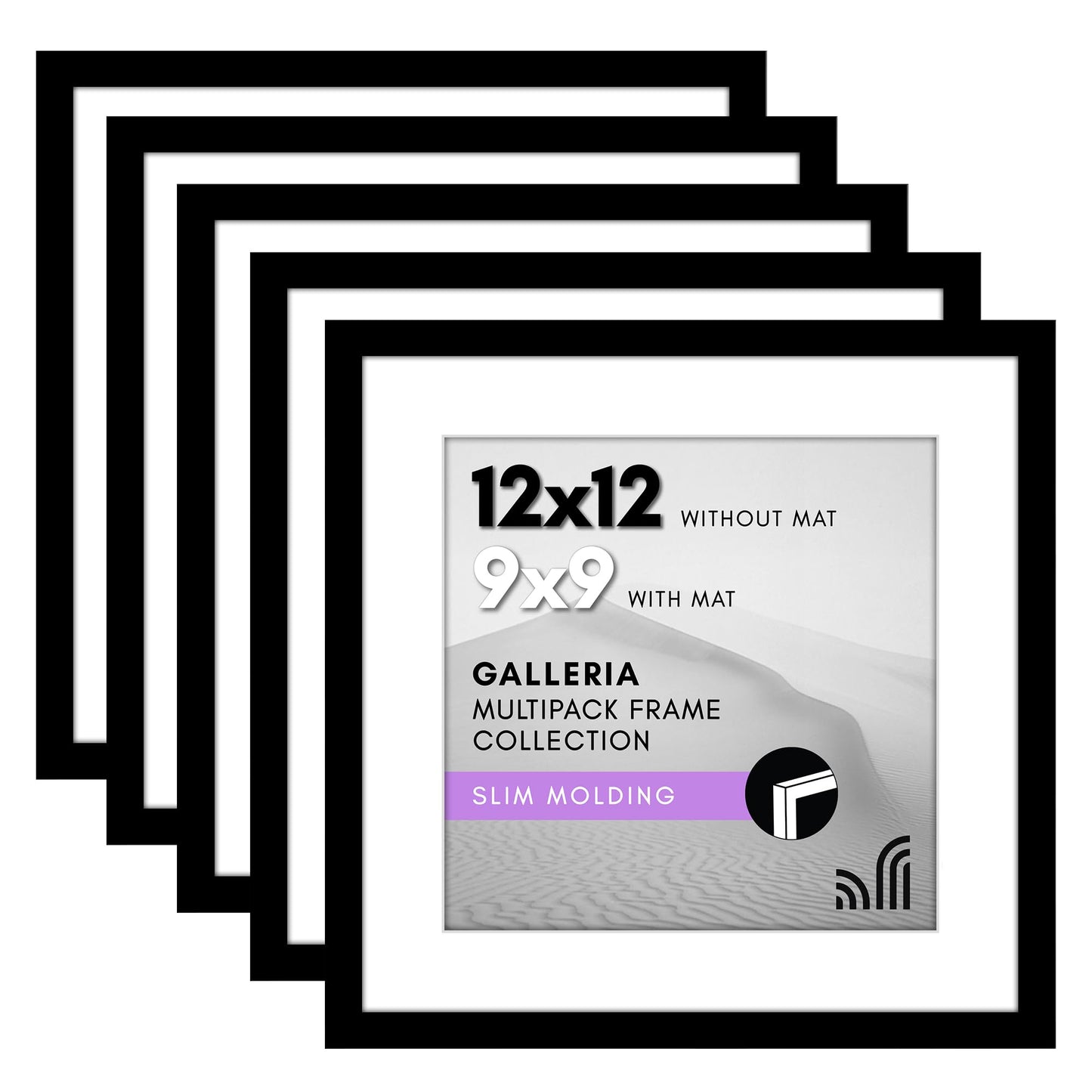 Classic Gallery Picture Frame | Set of 5 | Galleria Collection | Includes Mat
