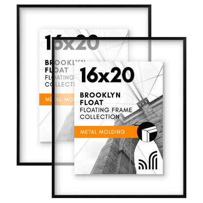 Aluminum Floating Frame | Set of 2 | Shatter-Resistant | Without Mat | Metal Molding - Americanflat