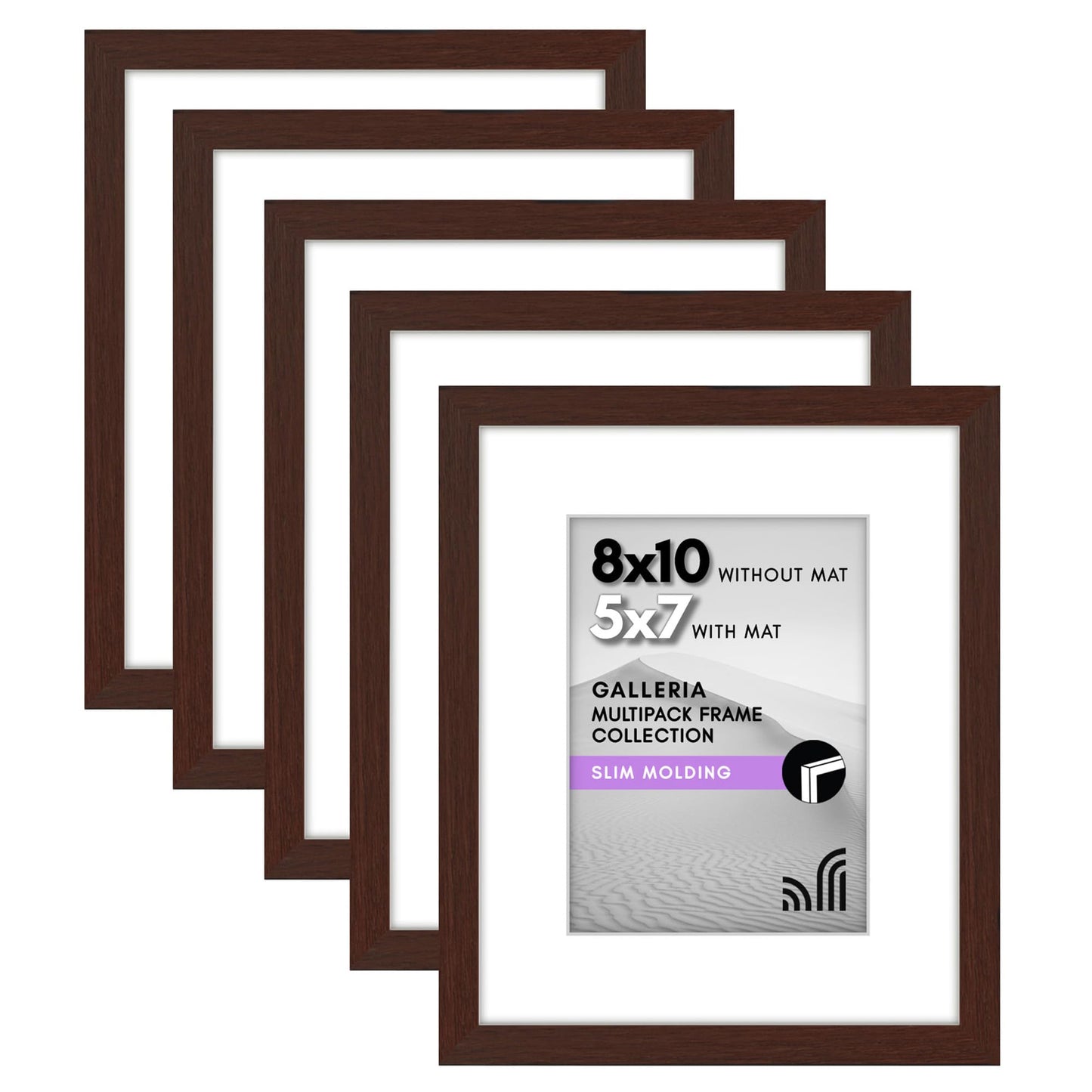 Classic Gallery Picture Frame | Set of 5 | Galleria Collection | Includes Mat