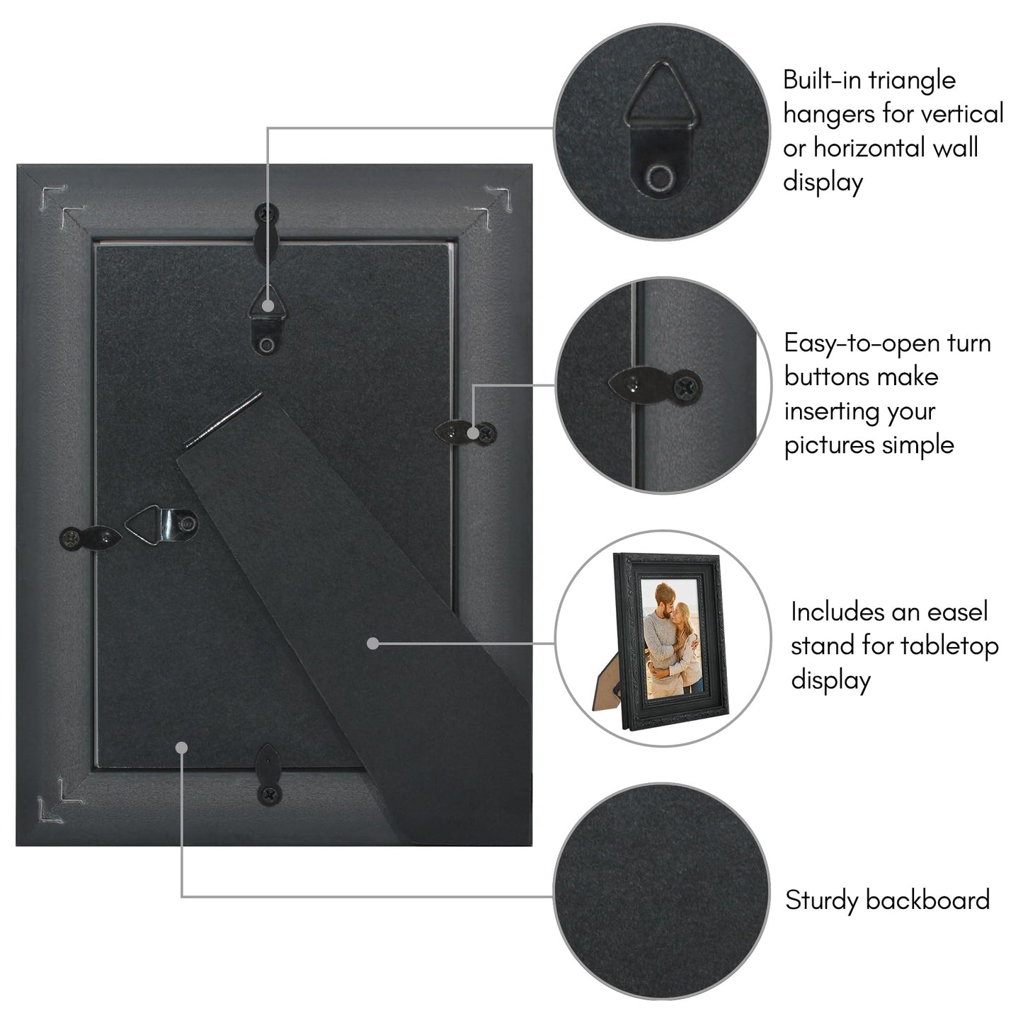 4x6 | Ornate Vintage Frame | Black | Modern - Premium Quality