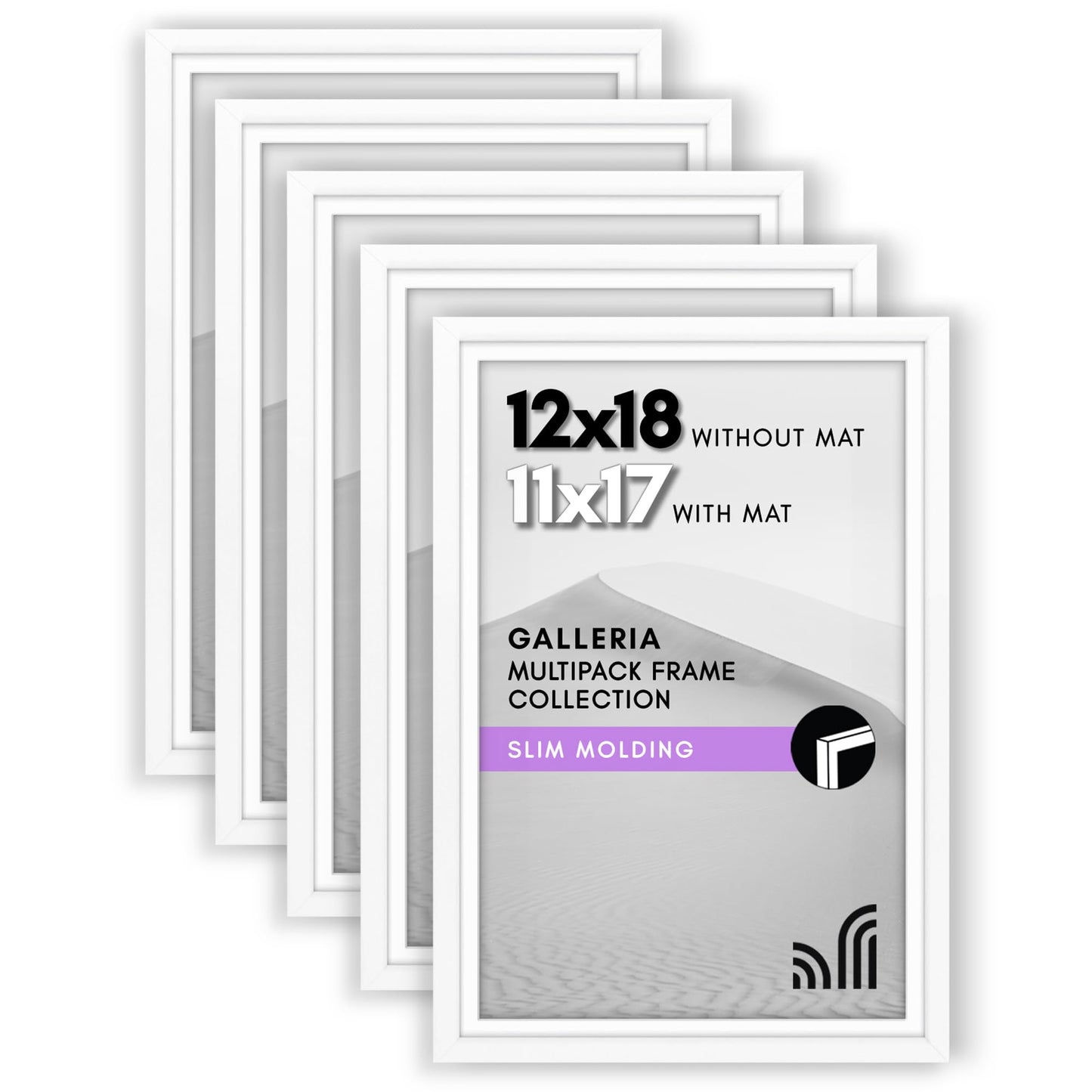 Classic Gallery Picture Frame | Set of 5 | Galleria Collection | Includes Mat