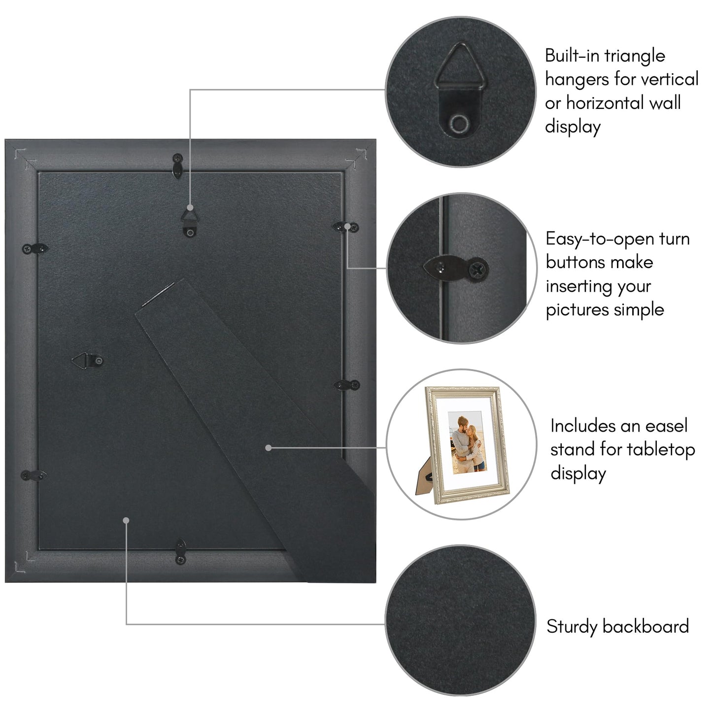 8x10 with 5x7 Mat | Ornate Vintage Frame | Silver | Modern - Premium Quality