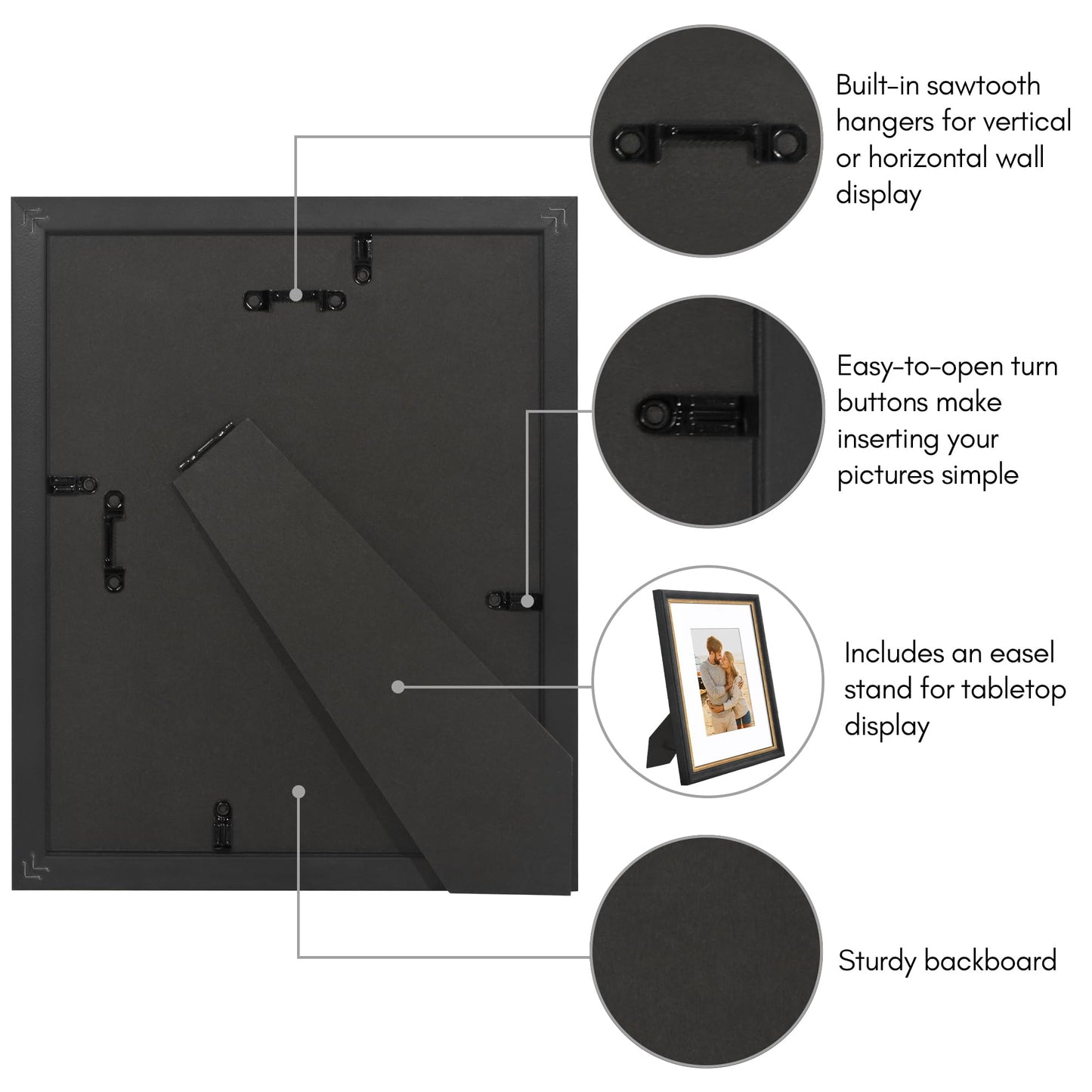 8x10 with 5x7 Mat | Vintage Frames | Black Gold | Modern - Premium Quality