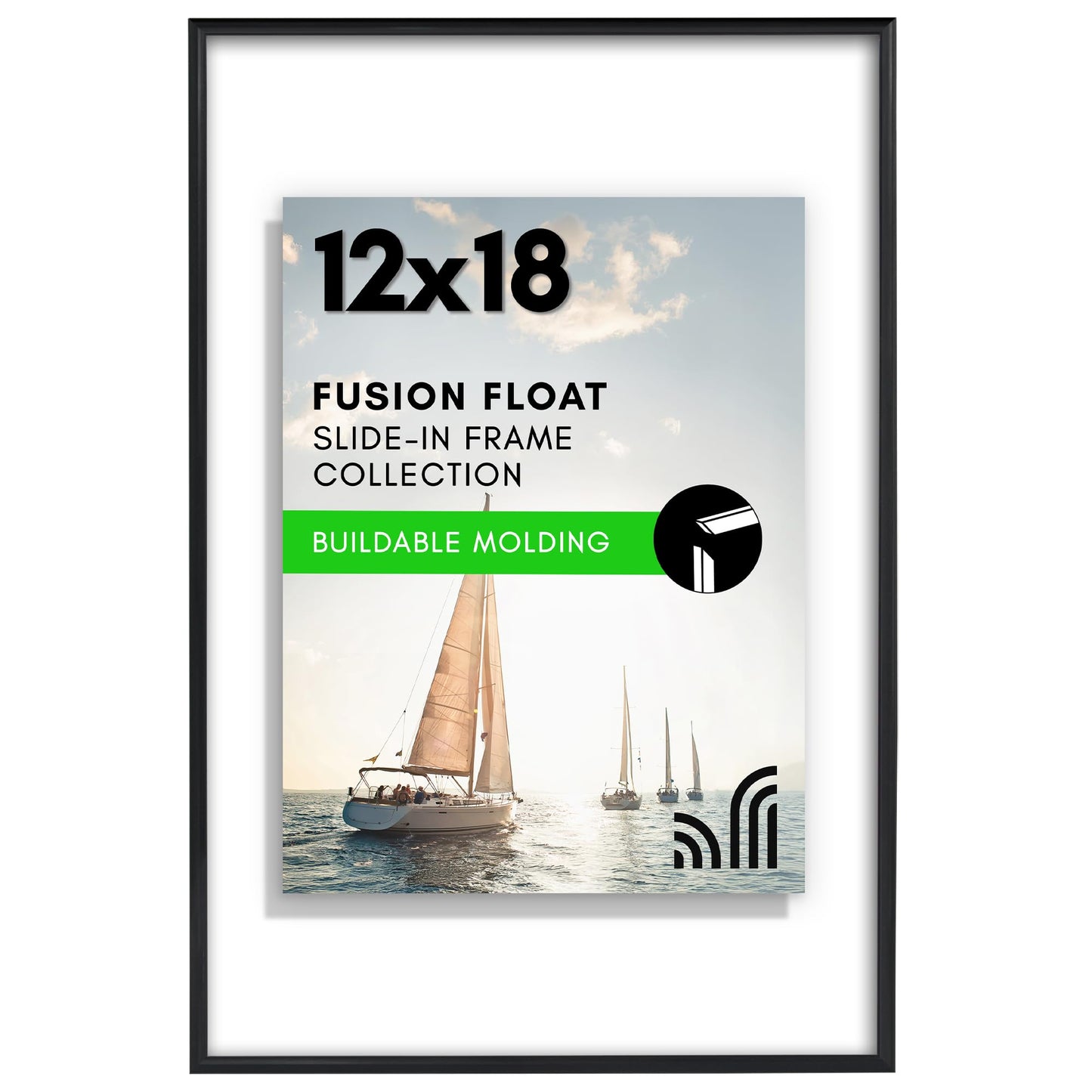 Floating Picture Frame | Slide-In Design | Shatter-Resistant Glass Front
