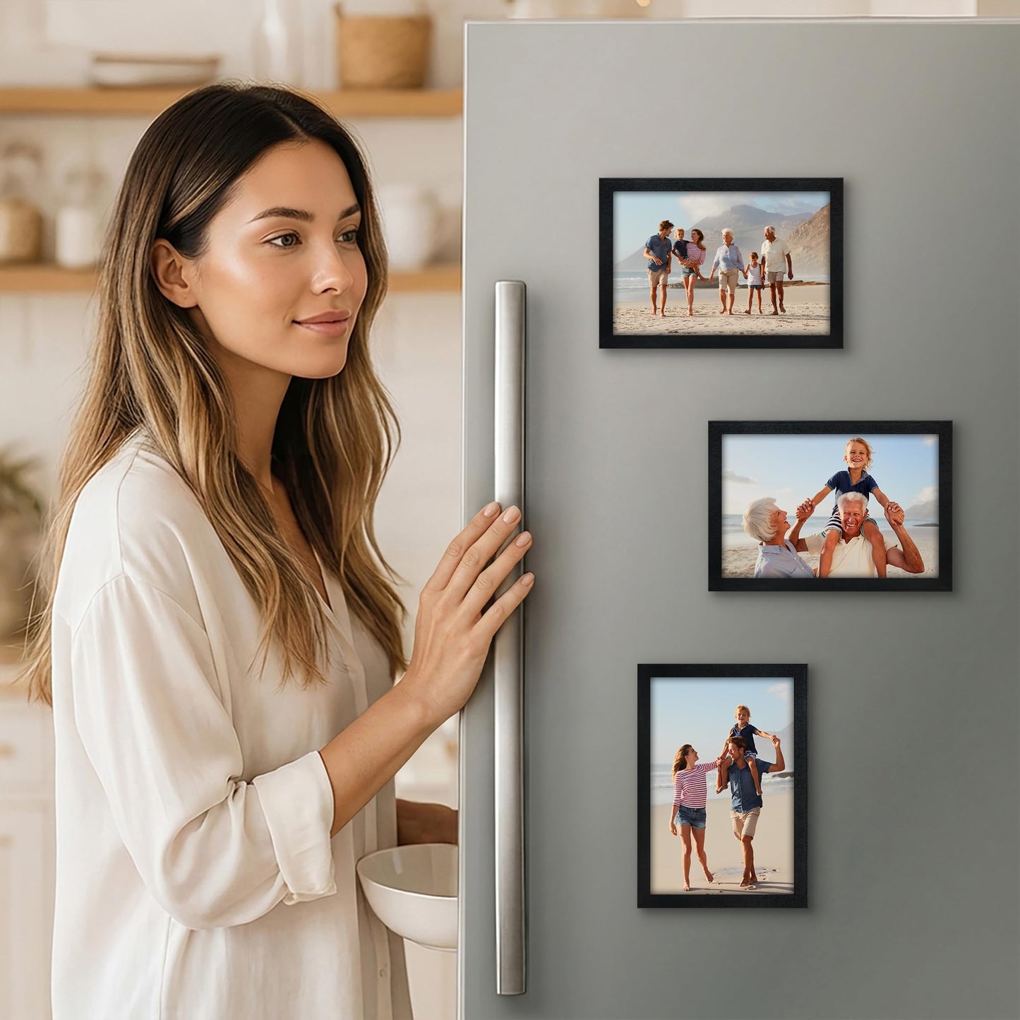 4x6 | Magnetic Refrigerator Frame | Set of 3 | Black | Modern - Premium Quality