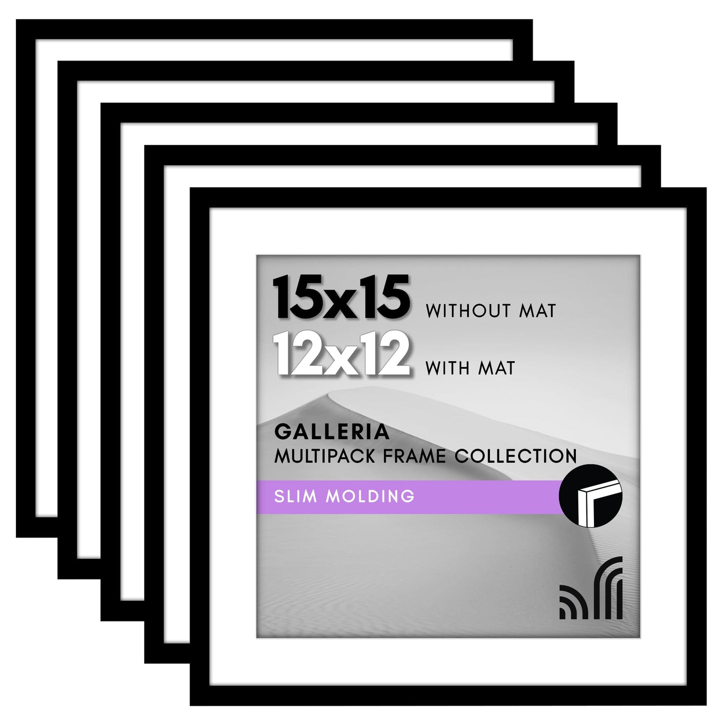 Classic Gallery Picture Frame | Set of 5 | Galleria Collection | Includes Mat