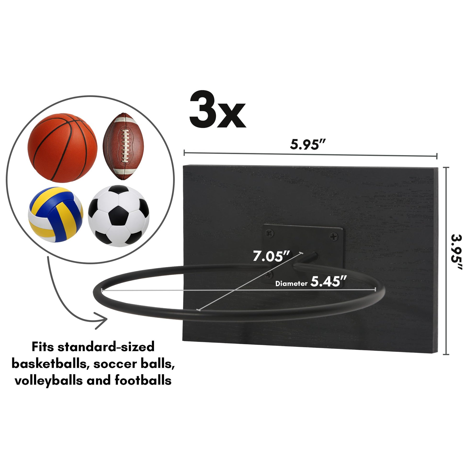 Set of 3 - Sports Ball Display Stands | BSKBLWDBLK3PK