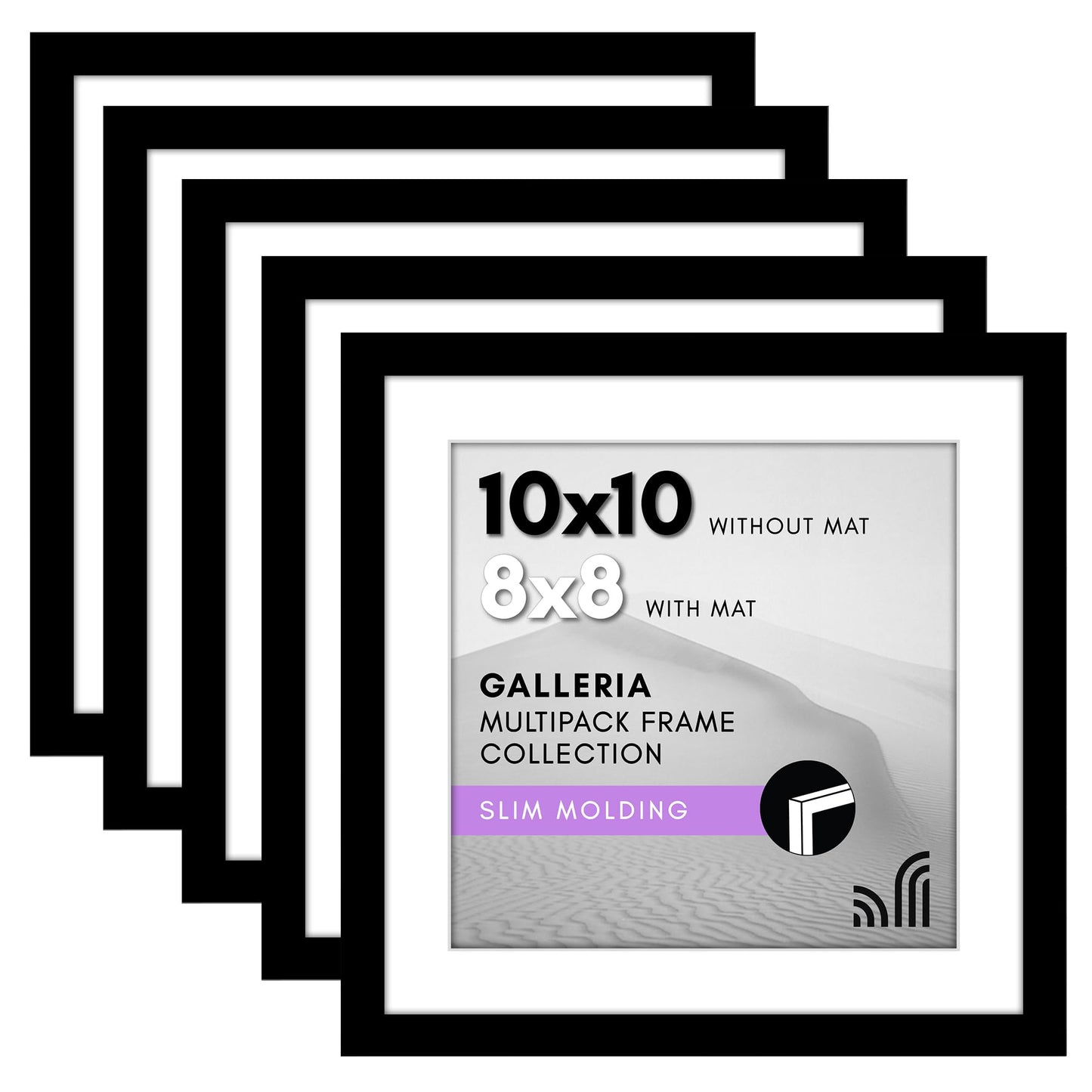 Classic Gallery Picture Frame | Set of 5 | Galleria Collection | Includes Mat