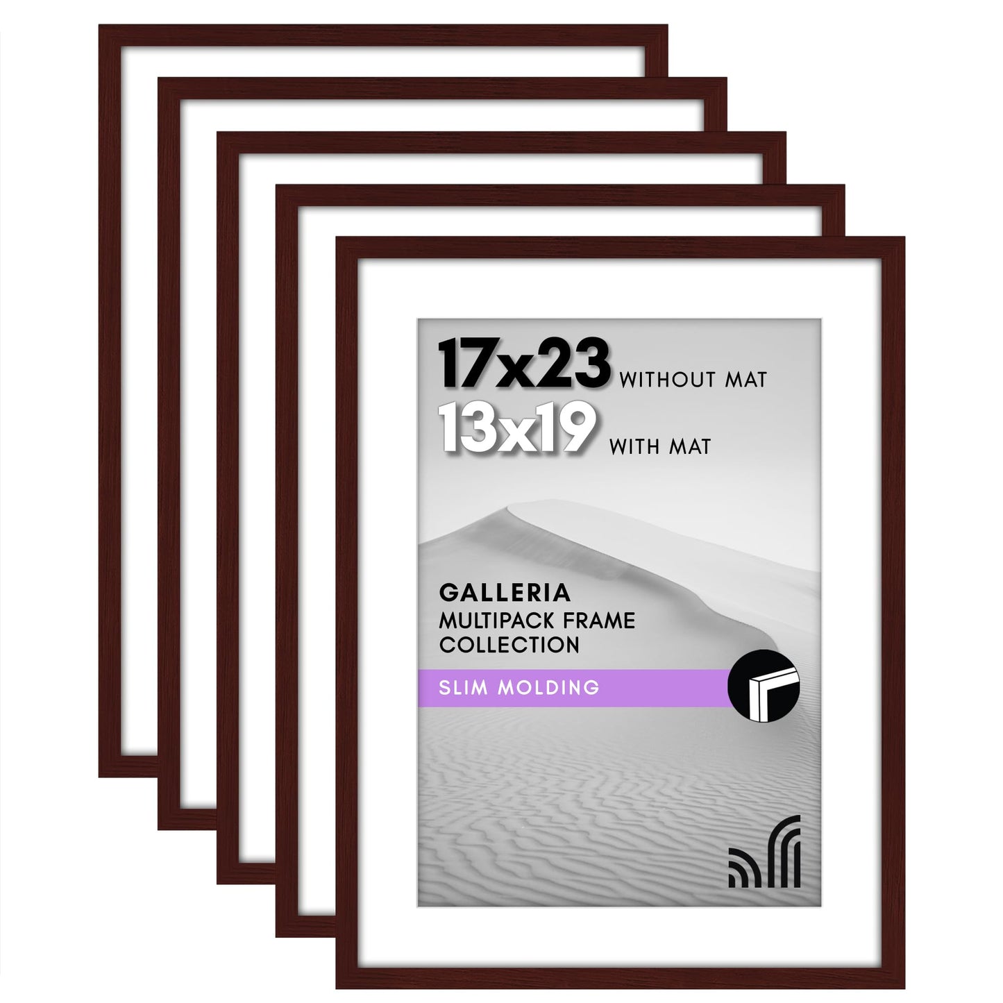 Classic Gallery Picture Frame | Set of 5 | Galleria Collection | Includes Mat